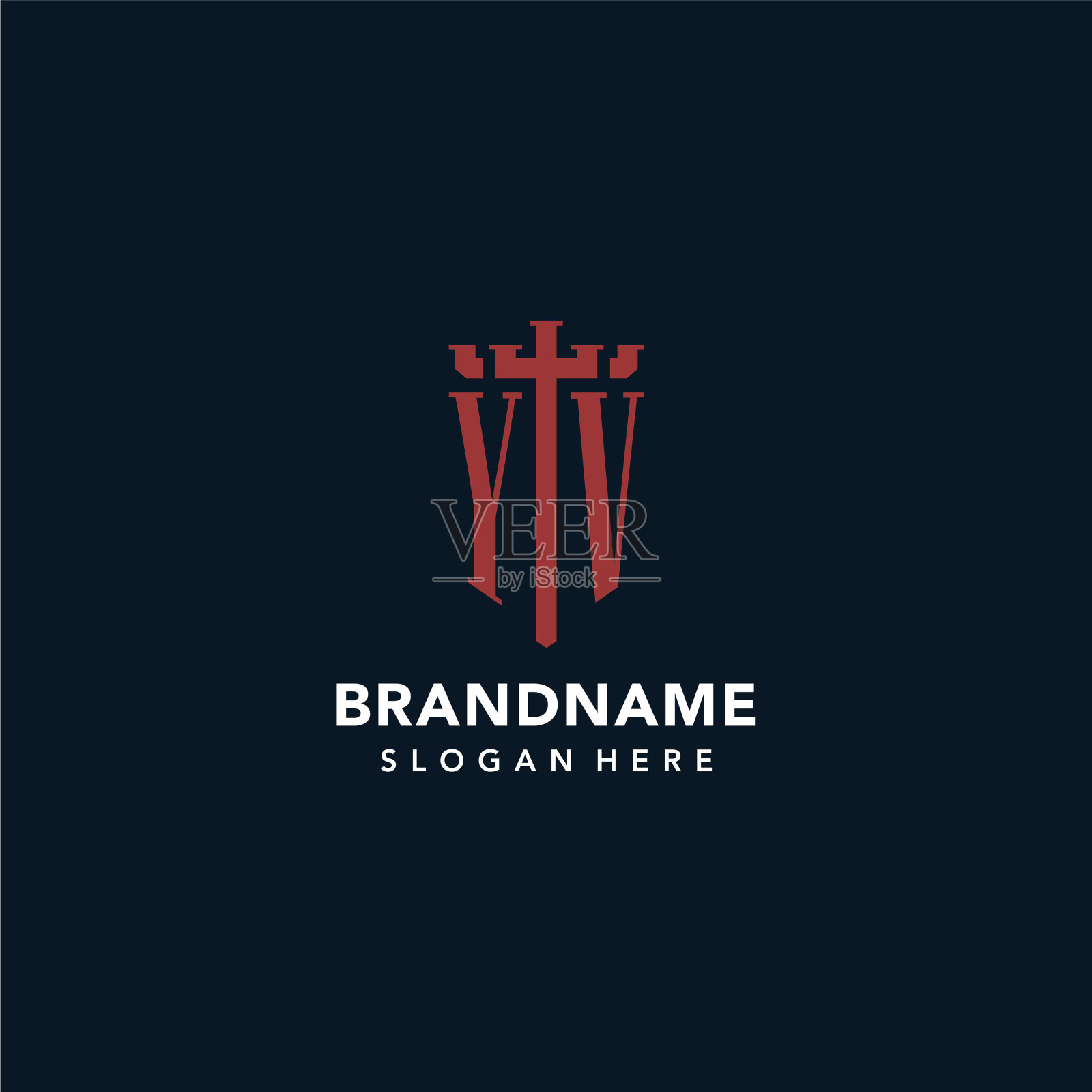 带有剑和盾的首字母组合标志插画图片素材