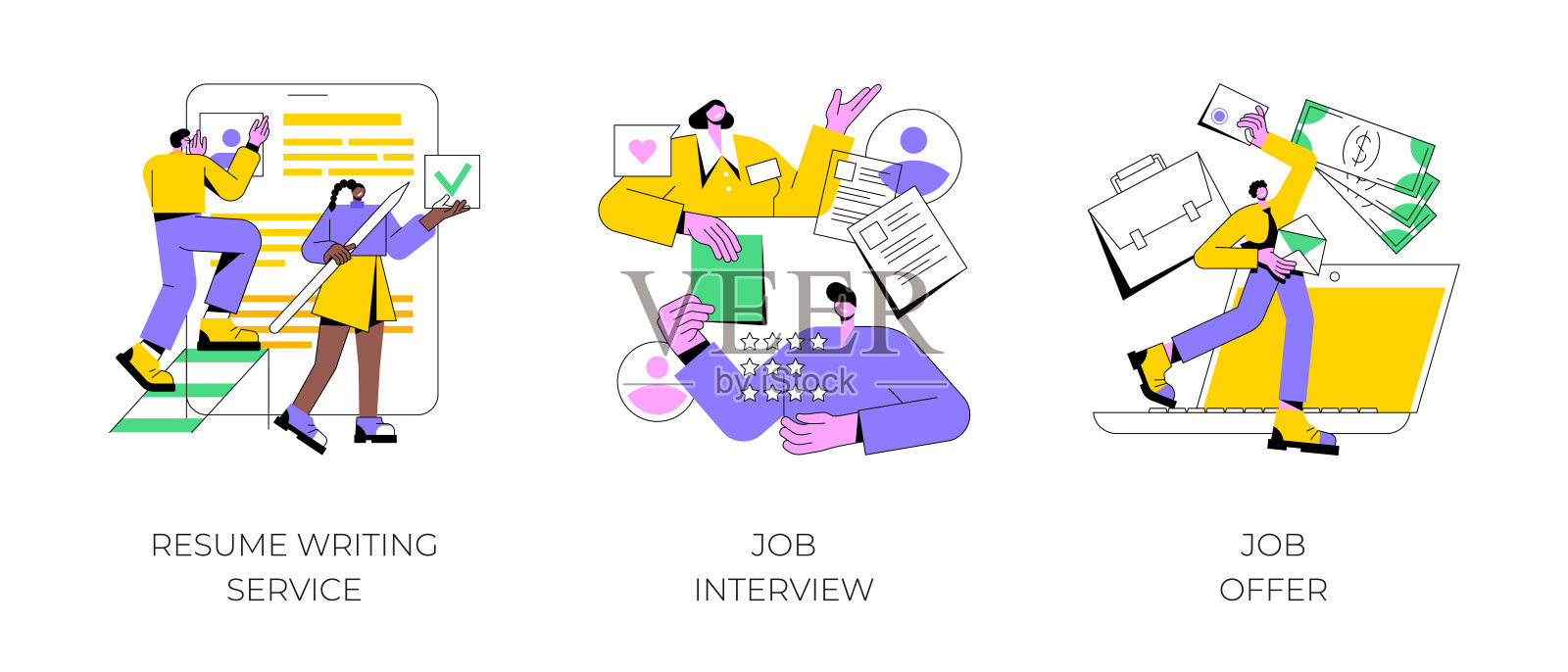 就业过程抽象概念向量插图。插画图片素材