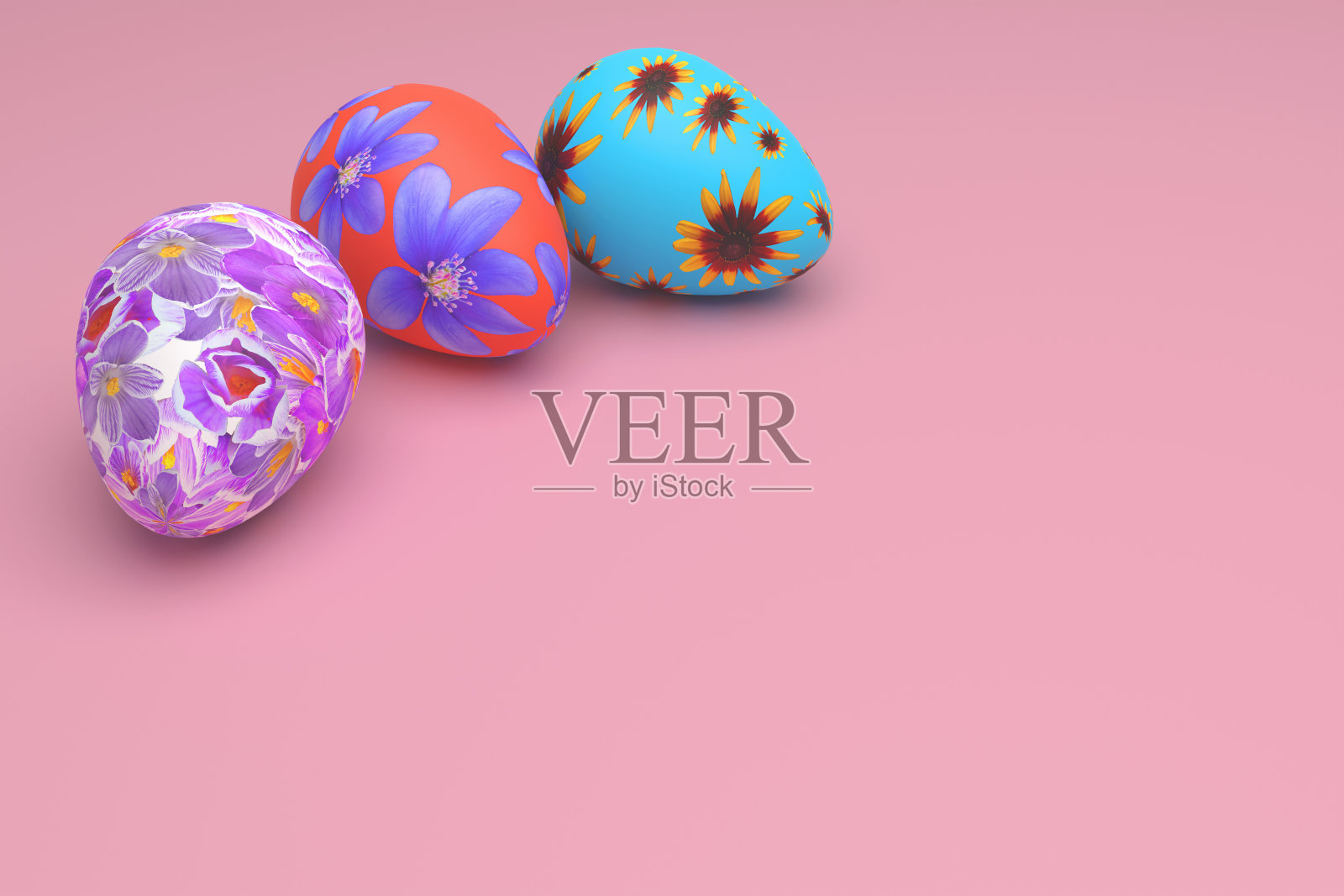 三个复活节彩蛋。3 d渲染。照片摄影图片