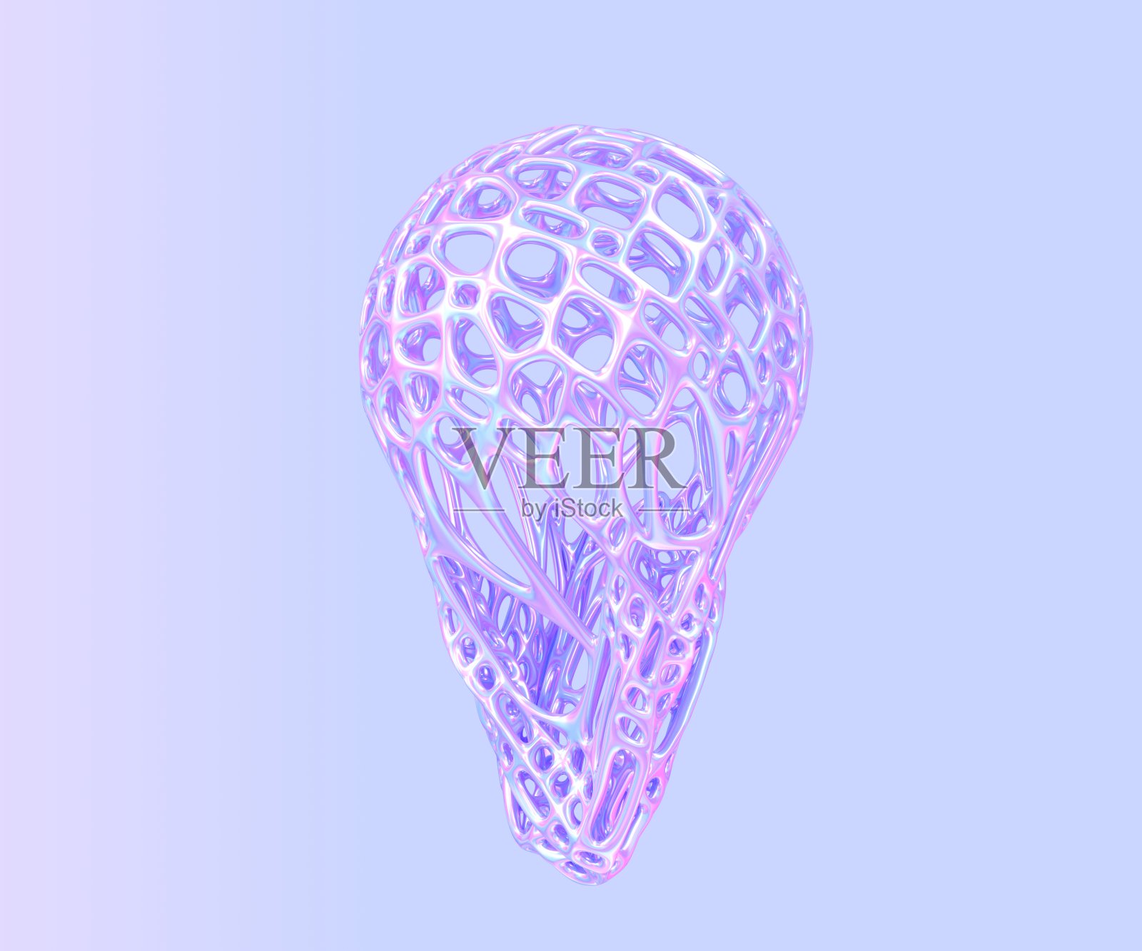 抽象的流体全息形状，熔化的金属球或框架球，流动的组成与梯度彩虹纹理，彩色液体物体，现代紫色雕塑在蓝色背景3d渲染照片摄影图片