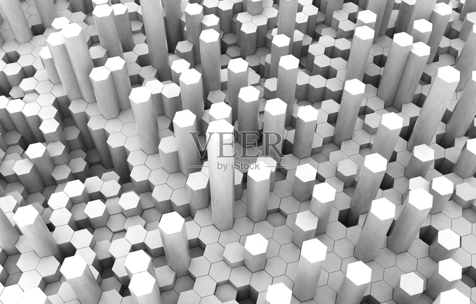 双色六边形三维背景纹理。3 d渲染插图。未来的抽象背景。照片摄影图片