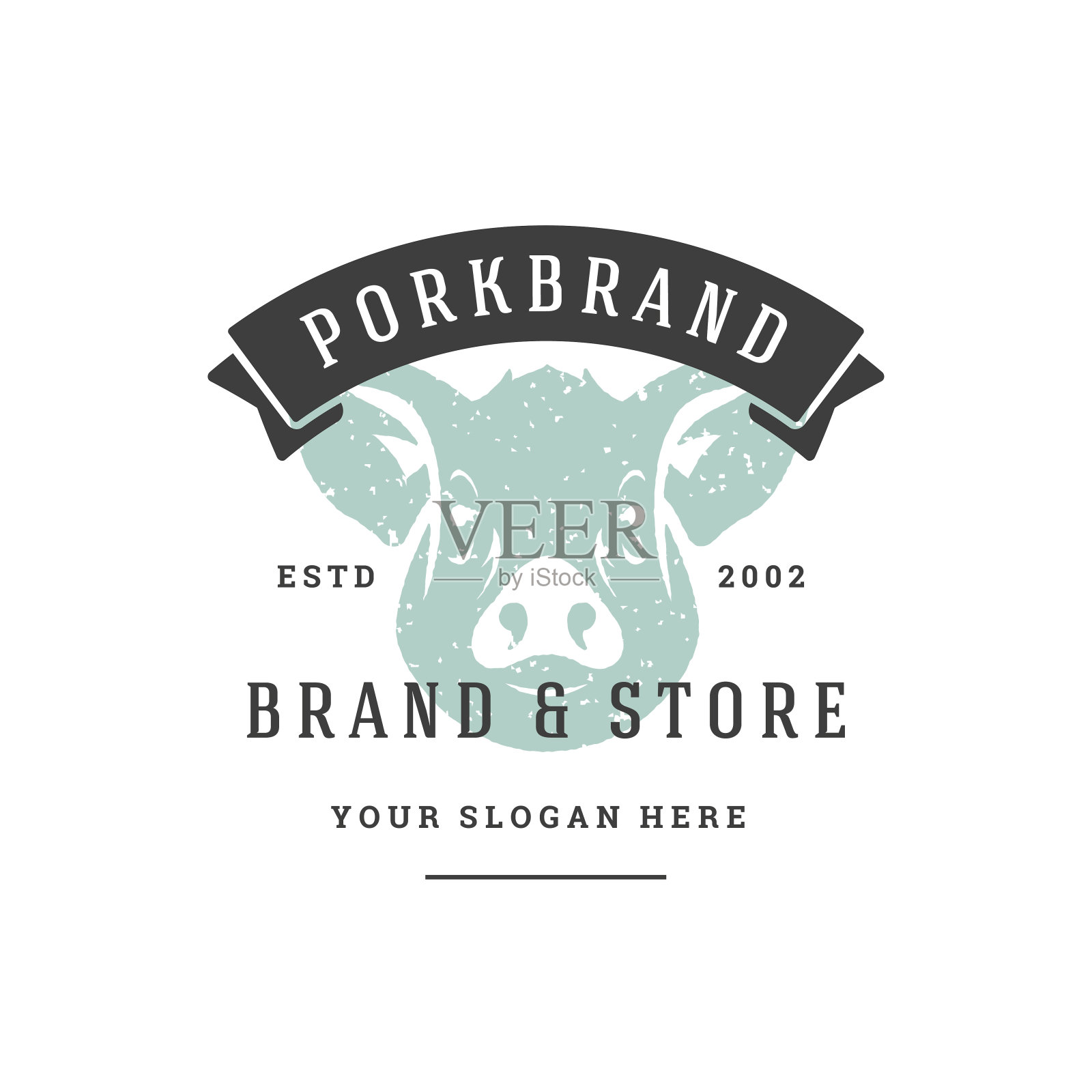 猪手绘制的标志孤立在白色背景向量插图插画图片素材