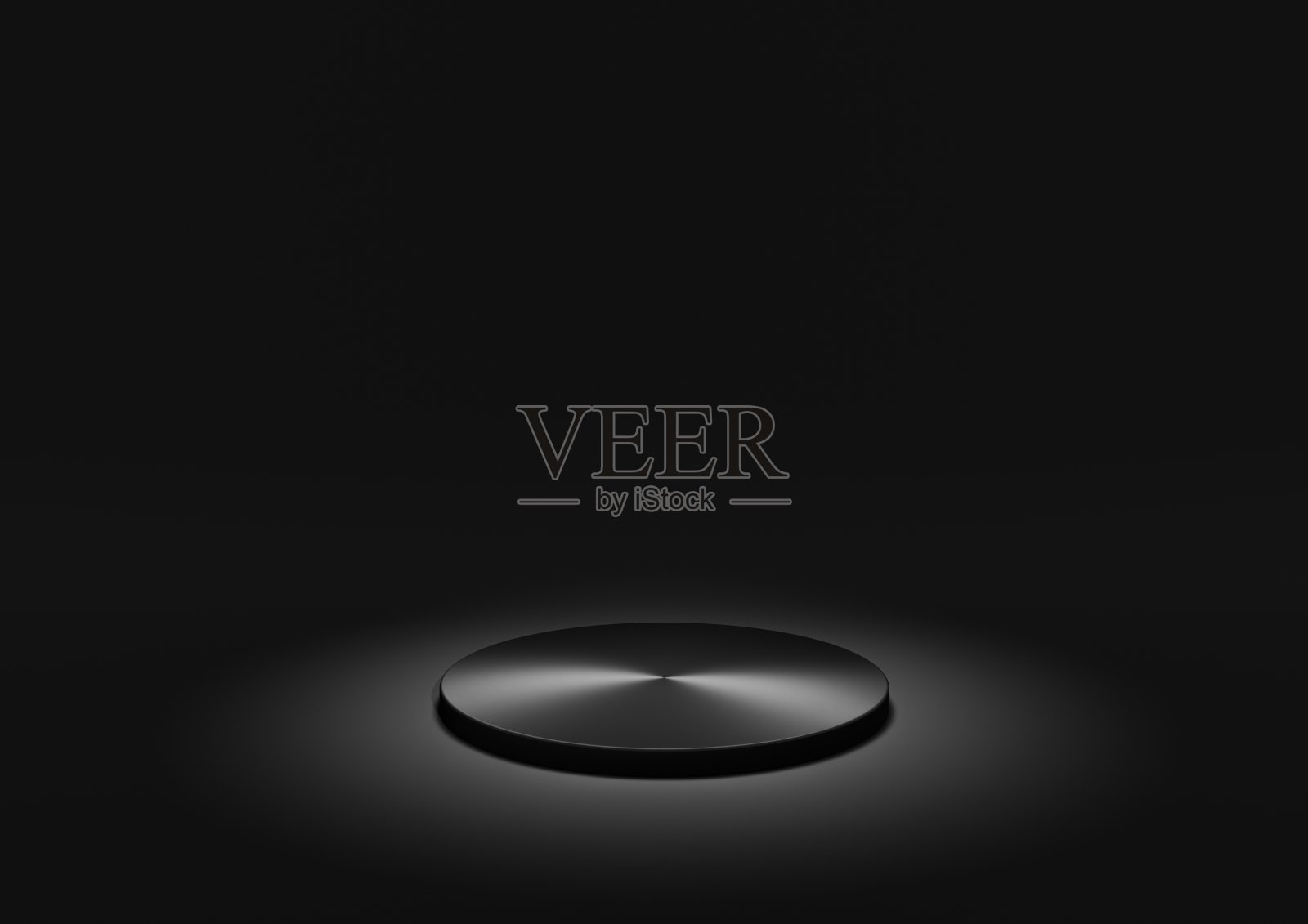 产品展示架或平台在最小的组成与聚光灯照明的产品。深色，黑色，穆迪背景与金属圆柱平台3D渲染照片摄影图片