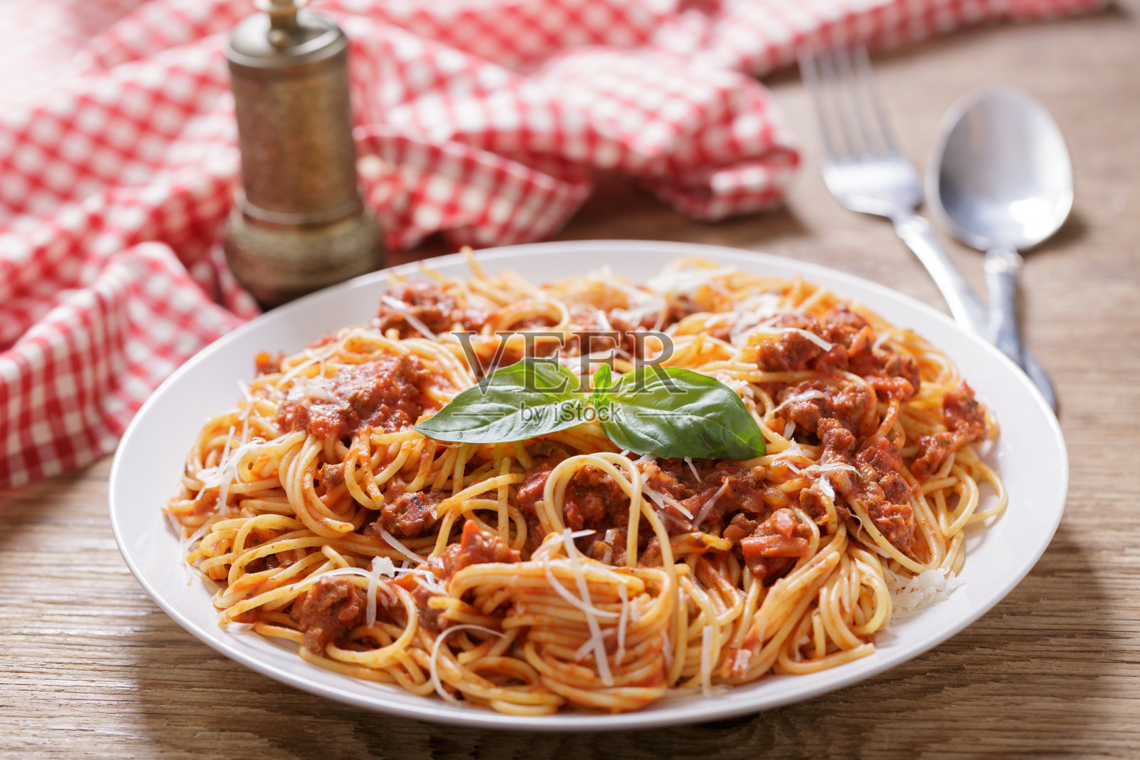 一盘意大利肉酱面照片摄影图片