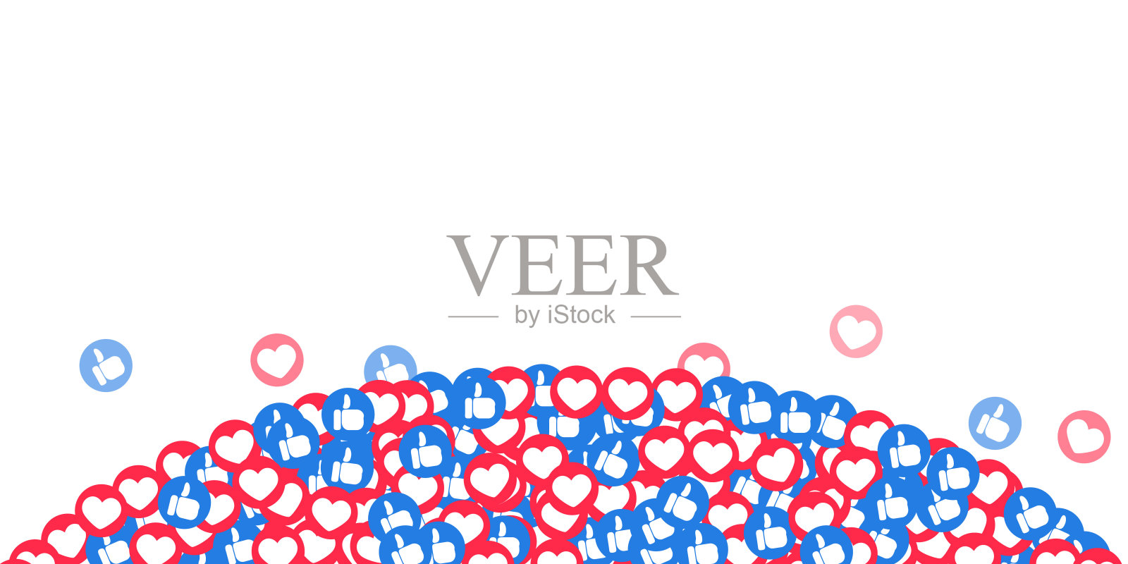 喜欢为故事和直播而竖起心和大拇指。喜欢和拇指图标的社交媒体ui。illlustration向量插画图片素材