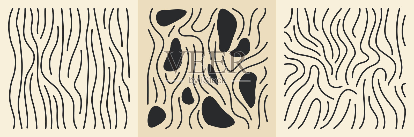 一组具有抽象元素和动态形状的现代背景。矢量插图。插画图片素材