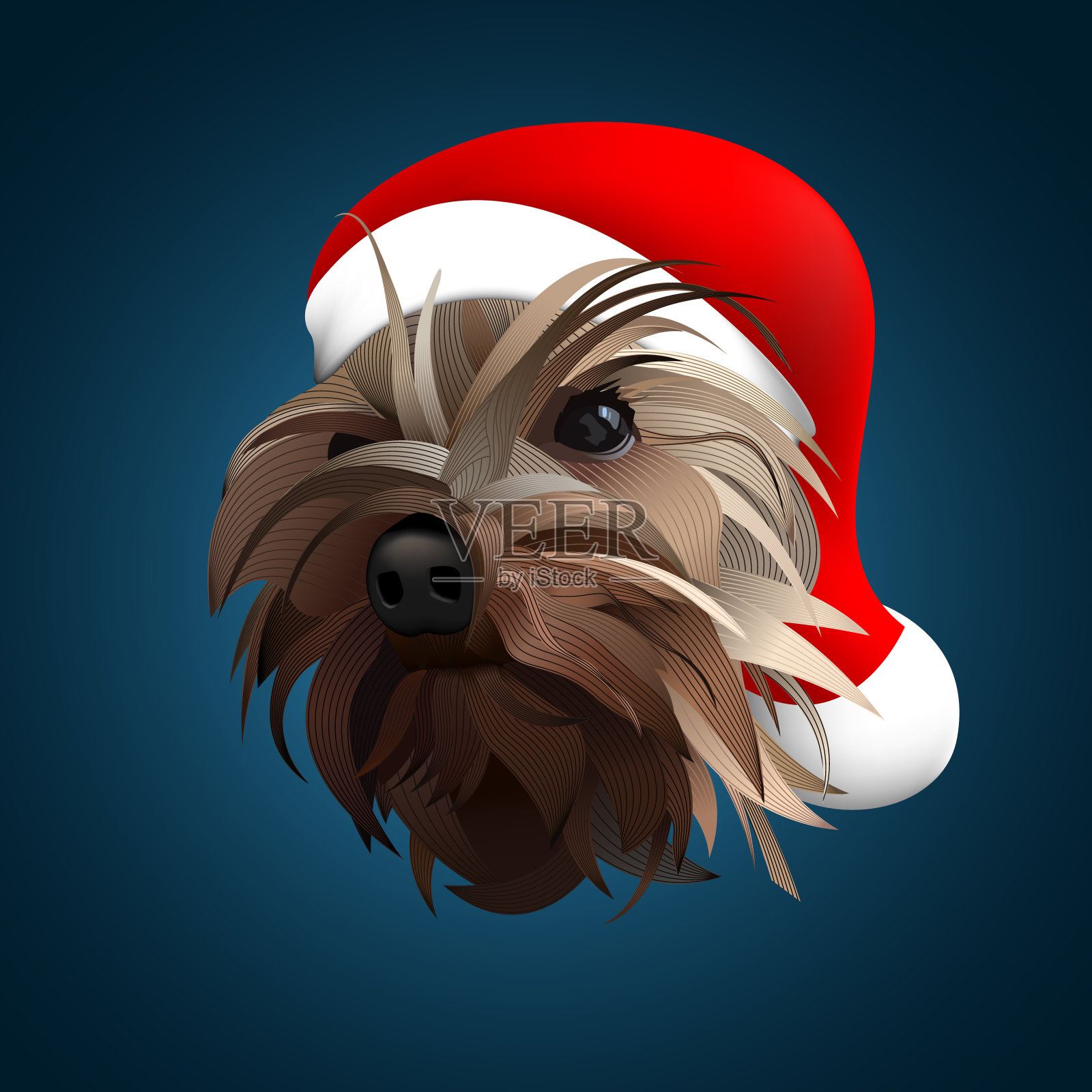 约克郡犬线条新年插画插画图片素材