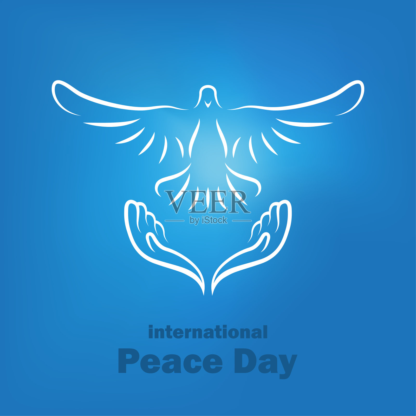 鸽子是和平的象征。插图国际和平日，鸽子与橄榄枝。插画图片素材