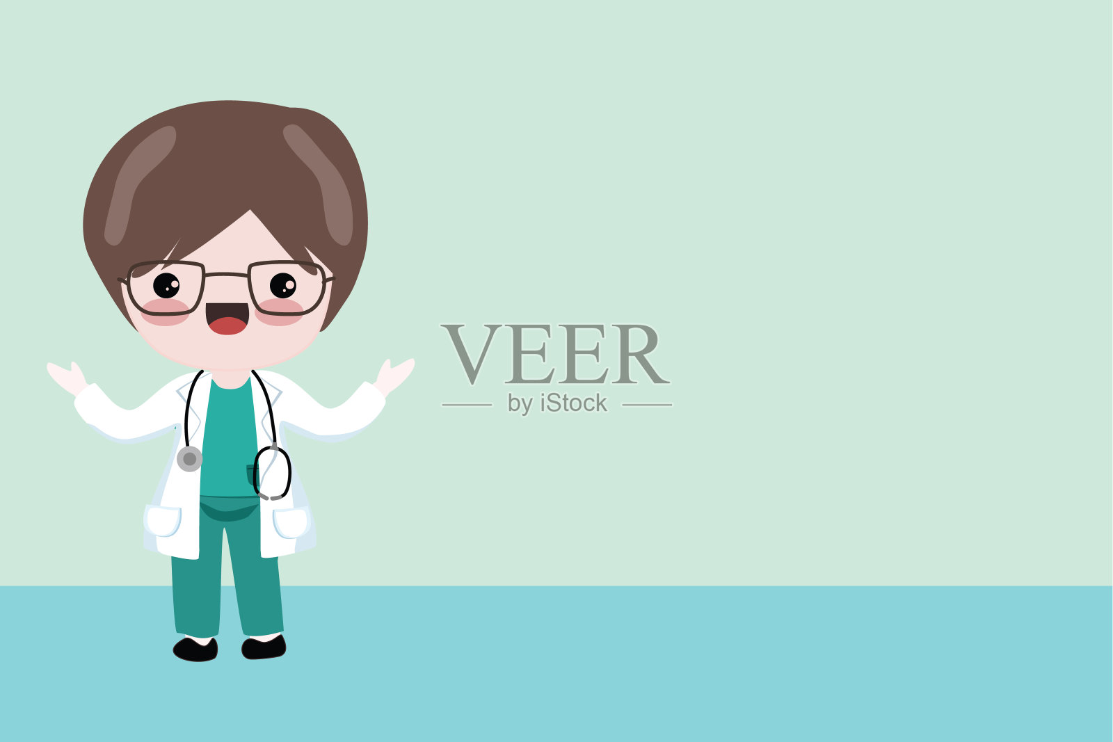 男医生站在制服上微笑。副本的空间。职业的概念插画图片素材