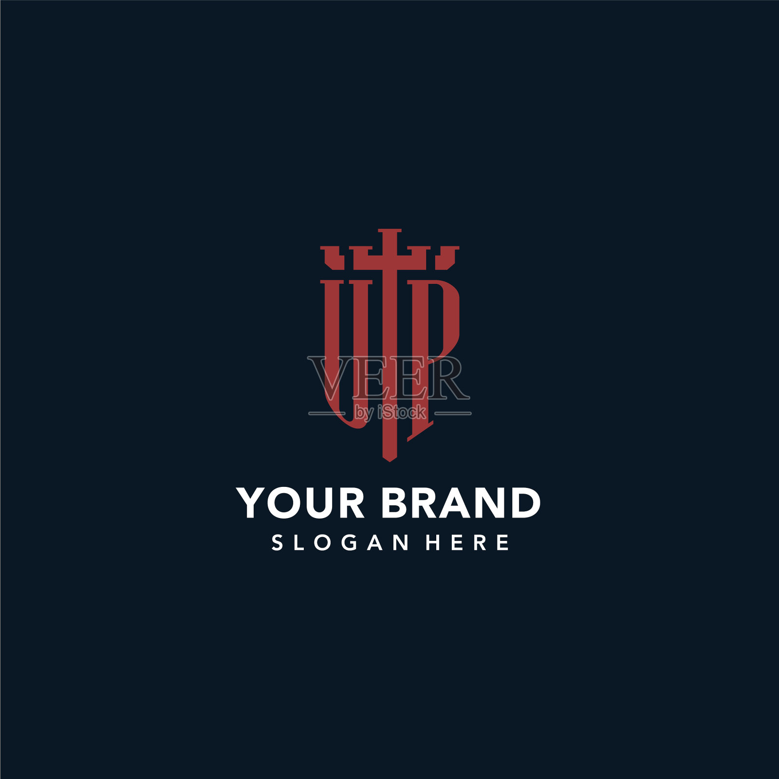 在剑和盾的首字母组合标志插画图片素材