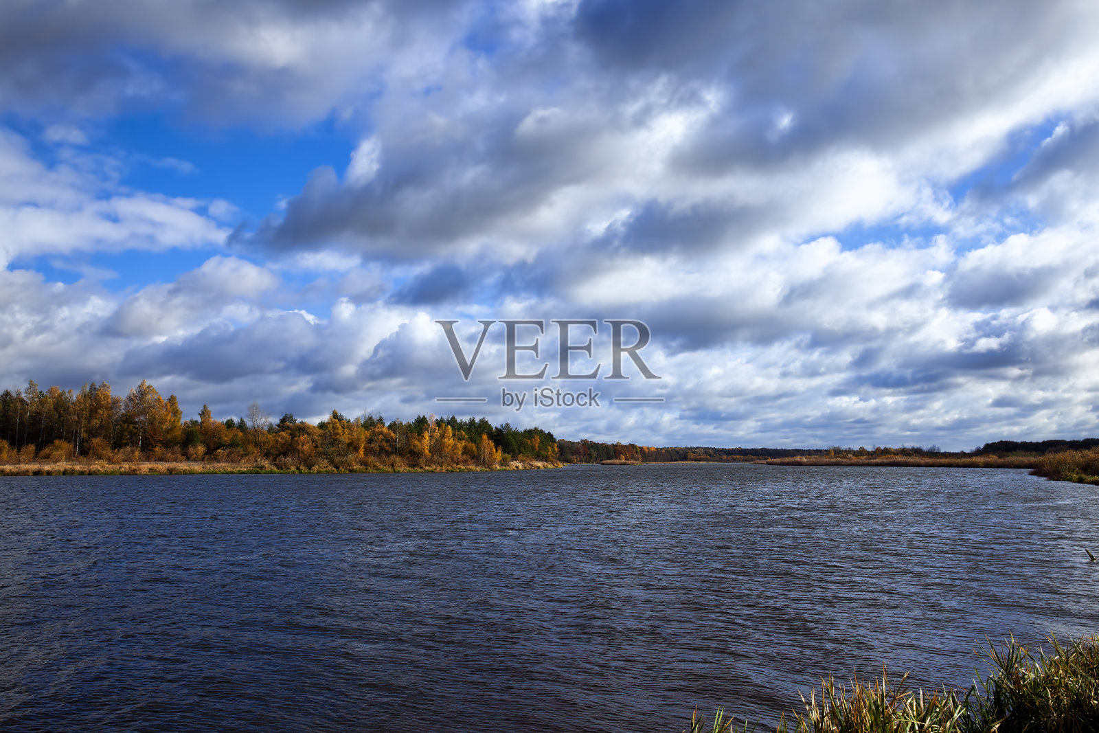 秋天的河边风景很美照片摄影图片