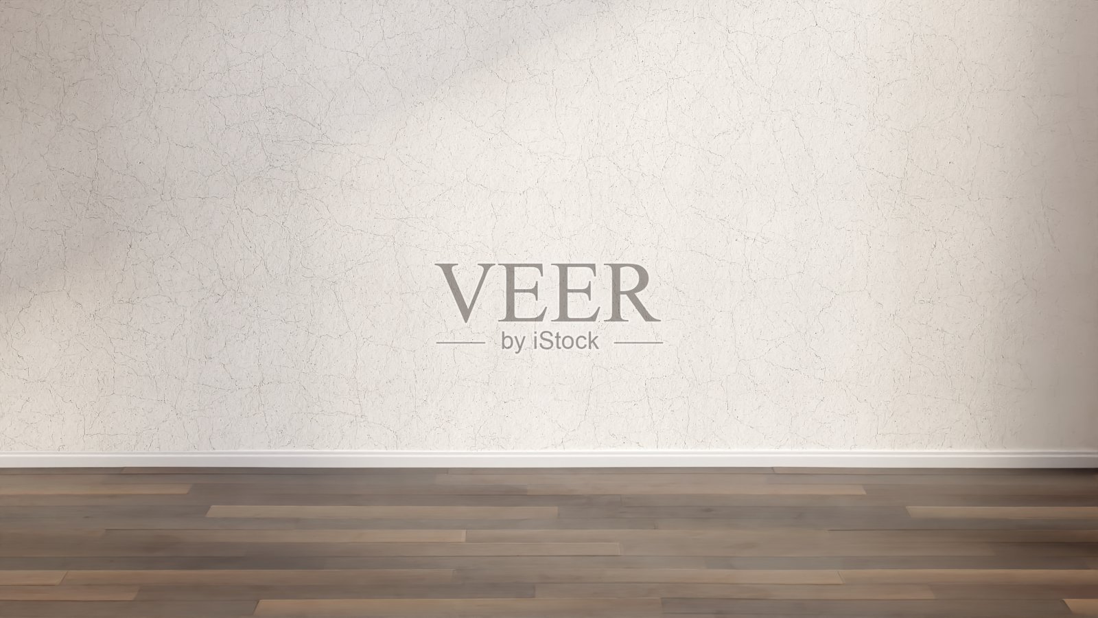 空房间与灰色纹理灰泥墙壁和深色木地板照片摄影图片