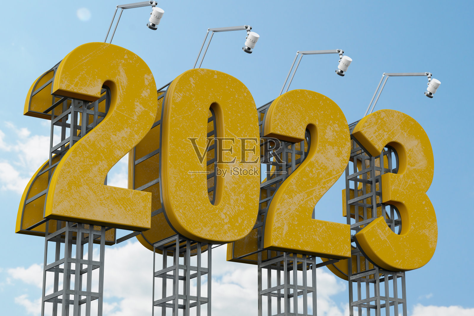 黄色2023广告牌路标照片摄影图片