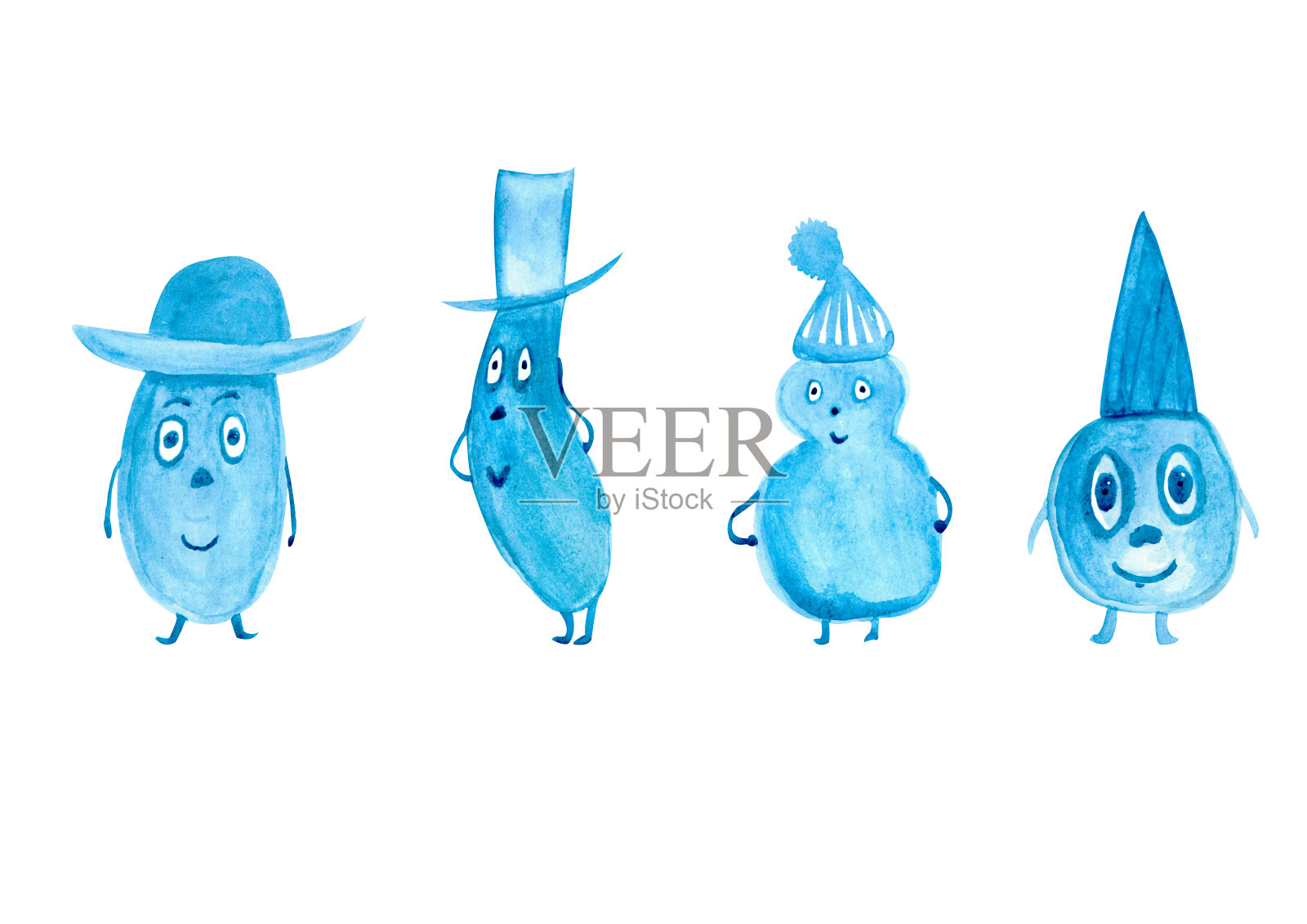 一套蓝色有趣的儿童儿童书在一个白色的背景孤立为您的设计插画图片素材