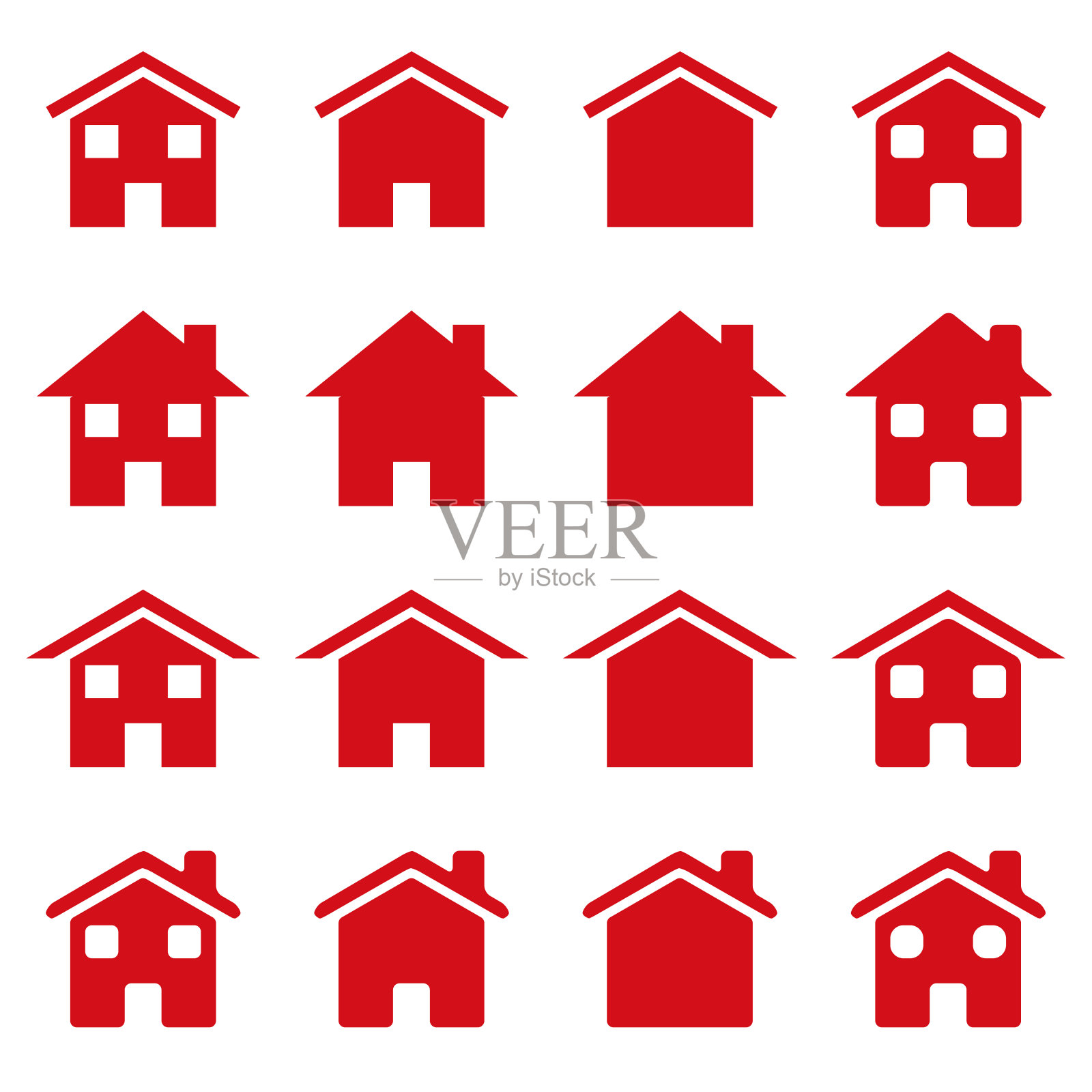 红房子图标。矢量图标。房地产或导航主页栏。图标素材