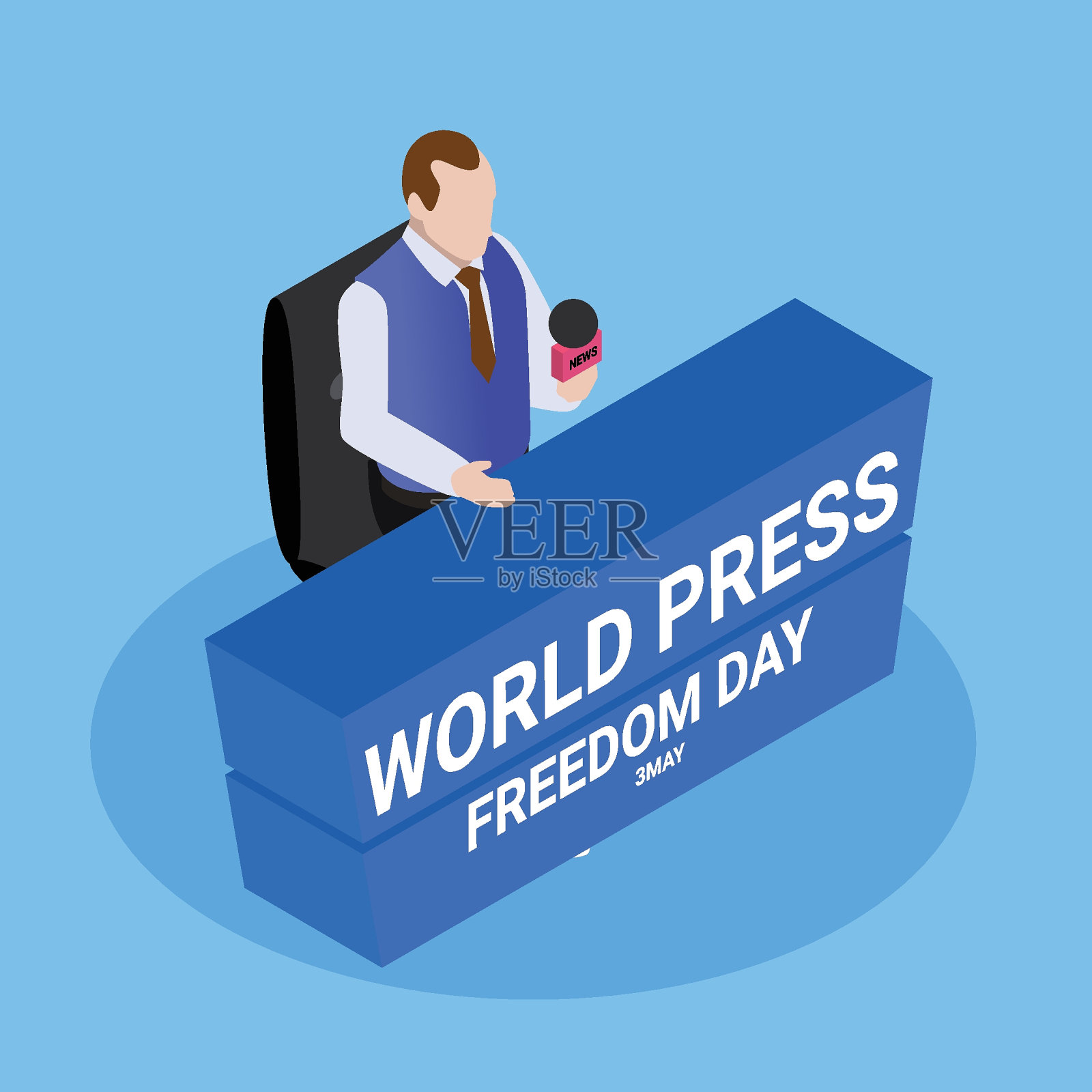 世界新闻自由日-新闻记者等距3d插画图片素材