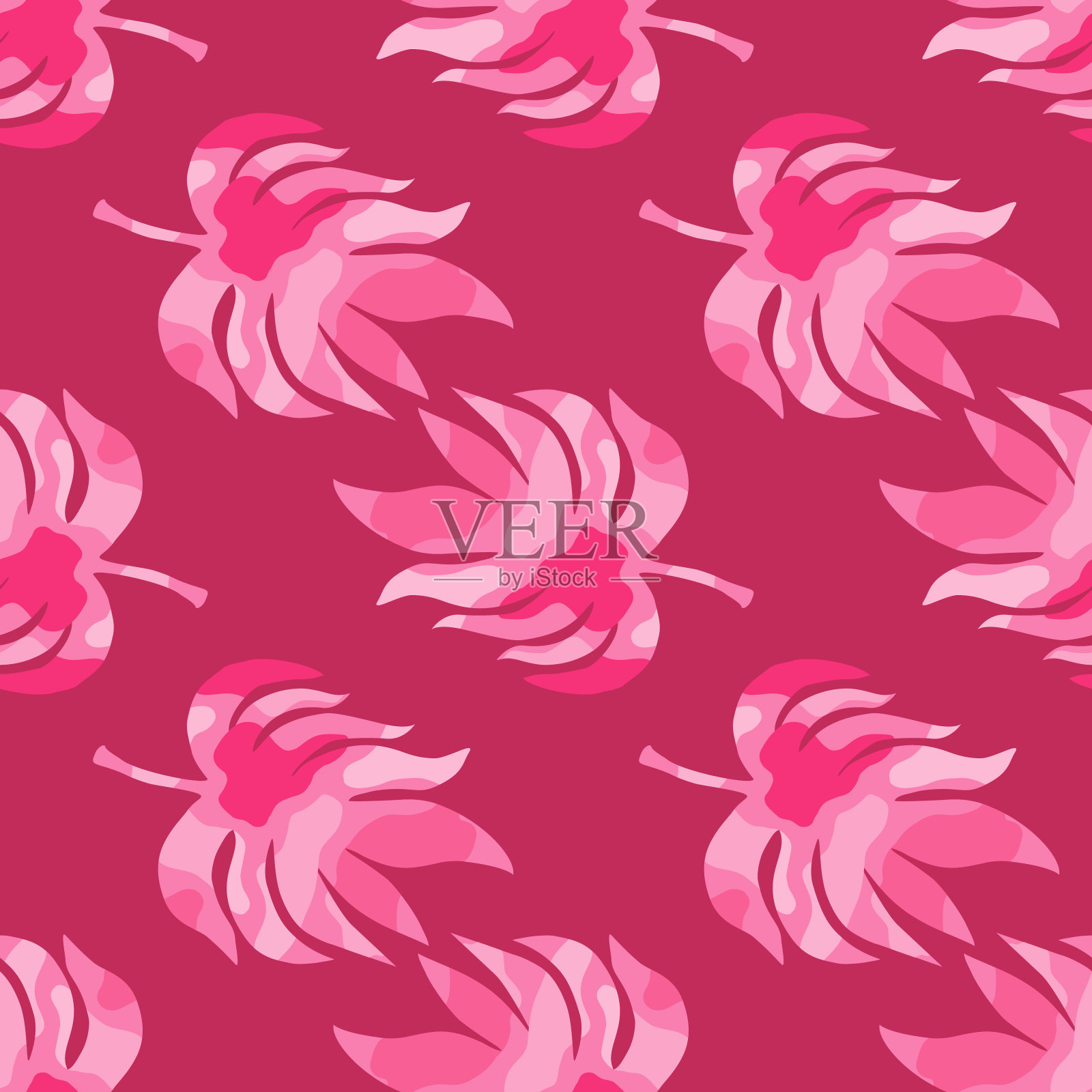 雨林棕榈叶热带无缝格局。抽象的树叶无尽的壁纸。插画图片素材