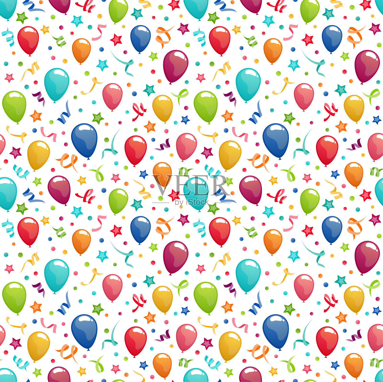 生日背景与气球，纸屑和横幅插画图片素材