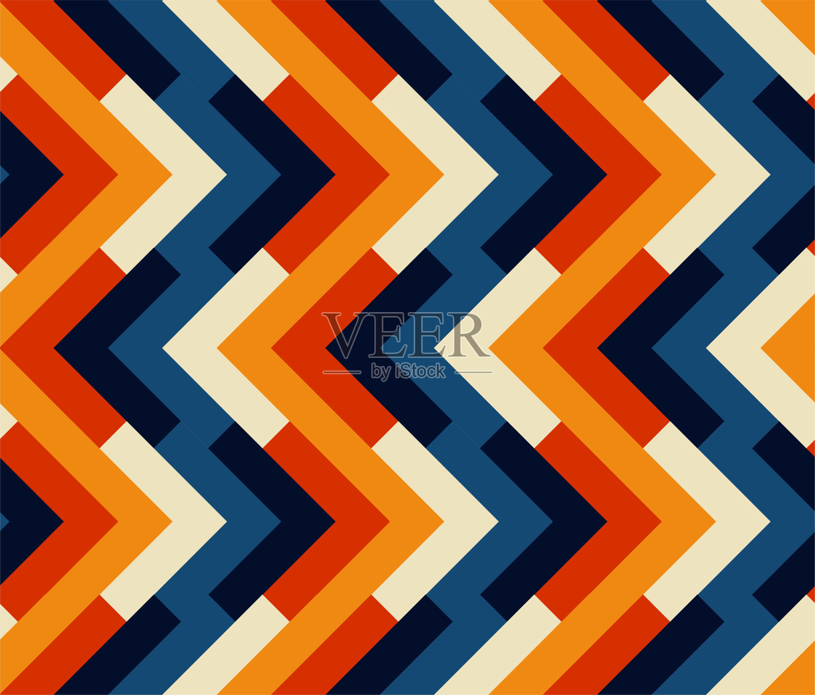 摘要彩色背景图案无缝复古70年代。设计枕头，印刷，时尚，服装，织物，礼品包装。向量。插画图片素材