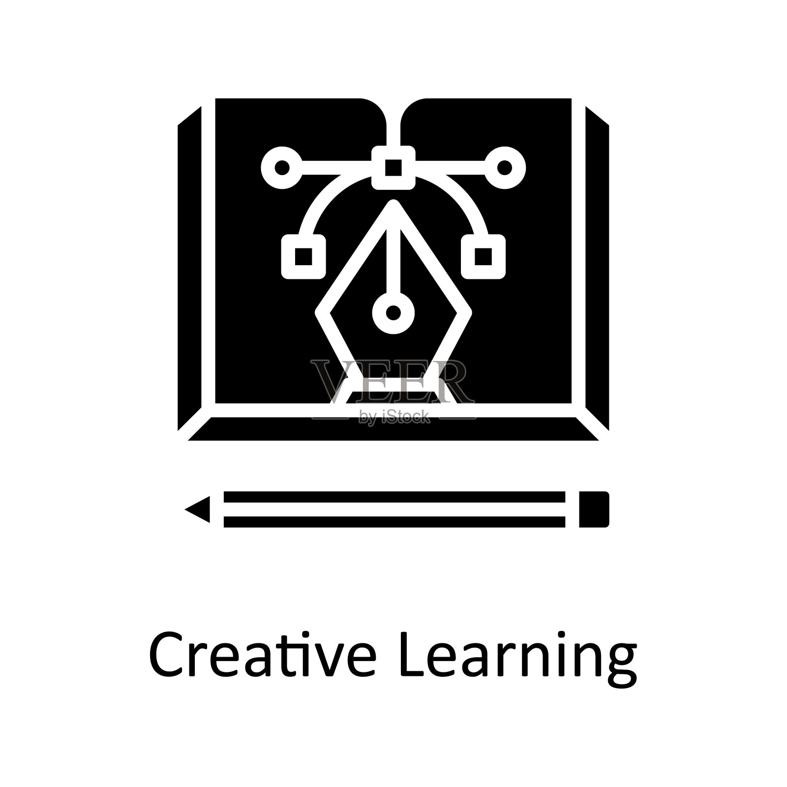 创造性学习矢量固体图标设计插图。教育技术符号在白色背景EPS 10文件插画图片素材