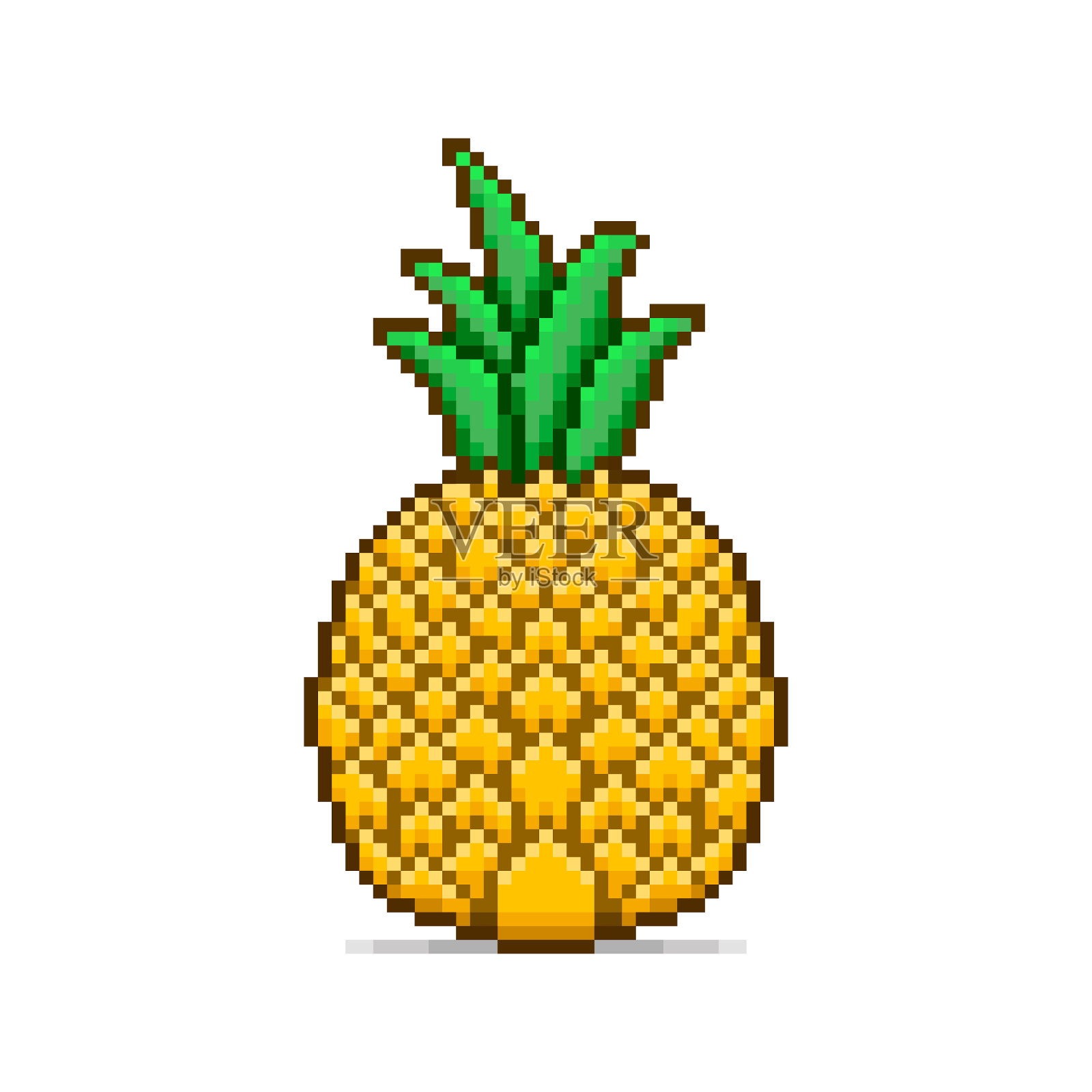 简单的矢量平面像素的卡通菠萝艺术插图插画图片素材