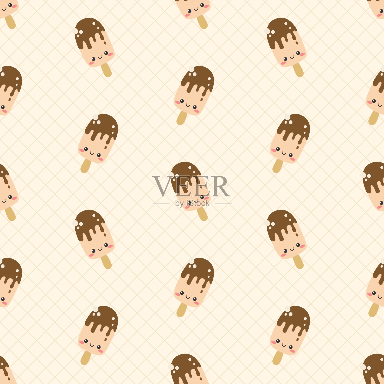 可爱的巧克力冰棒无缝图案插画图片素材