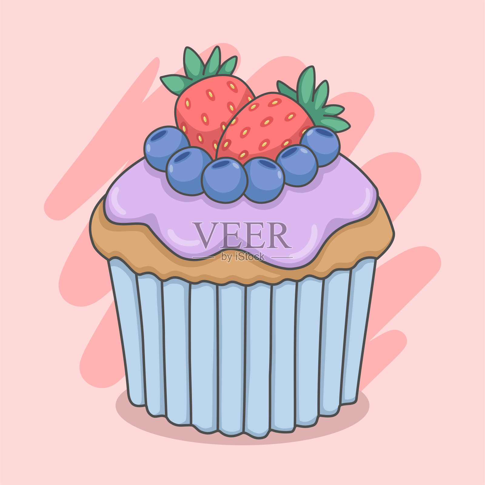 可爱的蓝莓草莓蛋糕设计元素图片