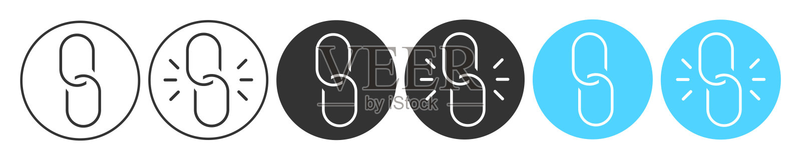 Internet URL图标。链条的象征。签署应用程序按钮。图标素材