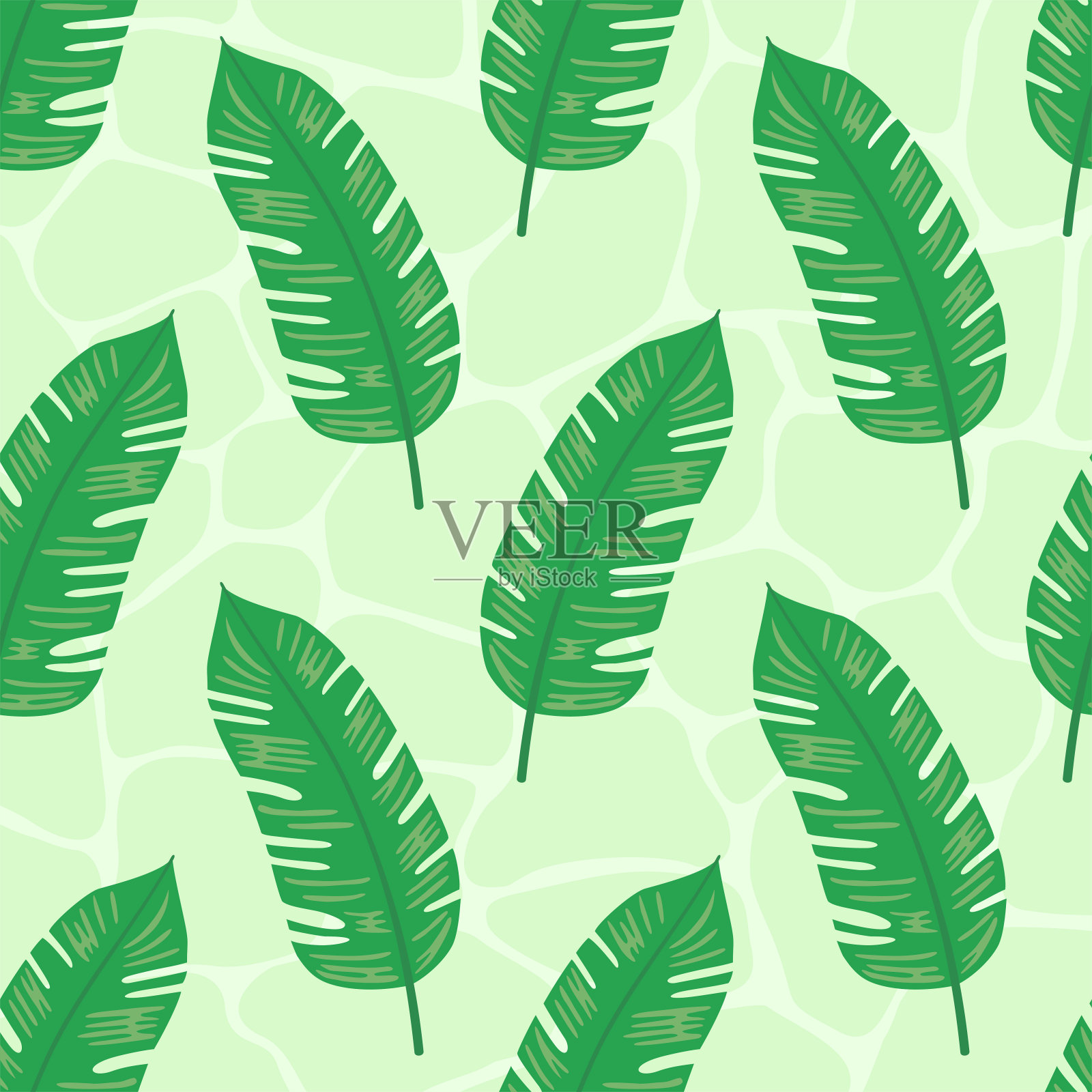 香蕉叶连续无缝图案插画图片素材