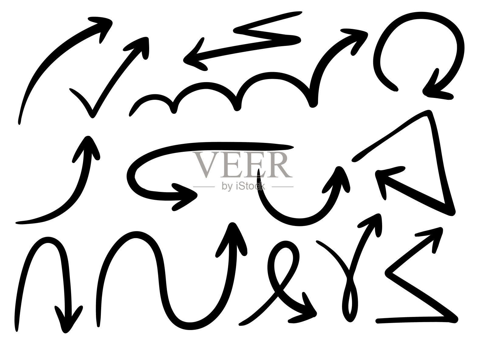 孤立的徒手手绘箭头在白色背景上的元素信息图形，网络，业务演示，概念说明。溢价向量设计元素图片