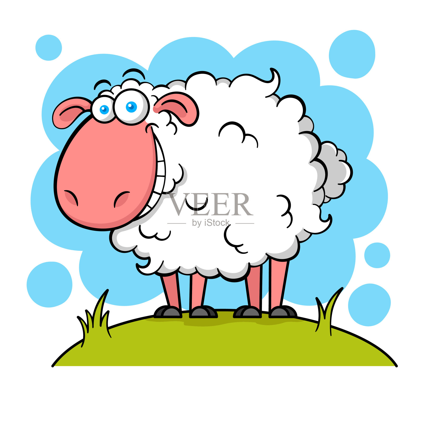 搞笑卡通白羊插画图片素材