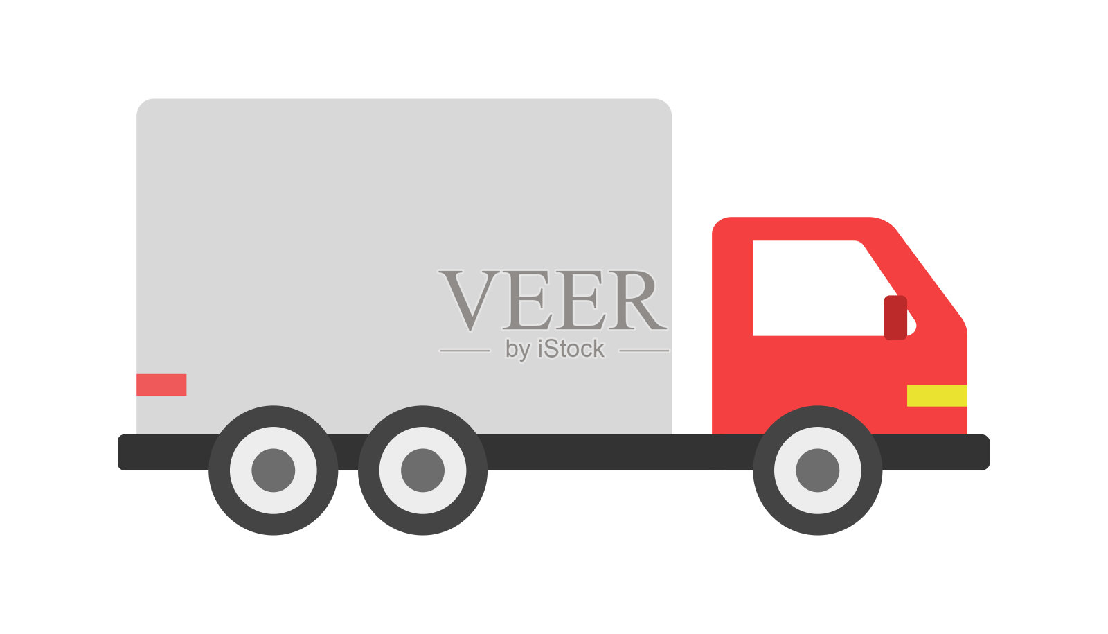 白色背景上有红色驾驶室的送货车。矢量插图。插画图片素材