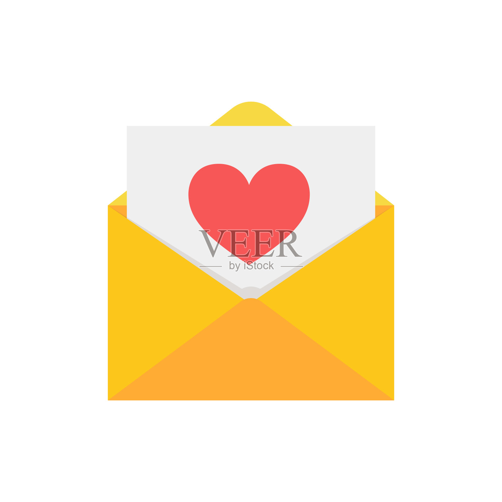 用心打开纸信。爱的信息。向量。插画图片素材