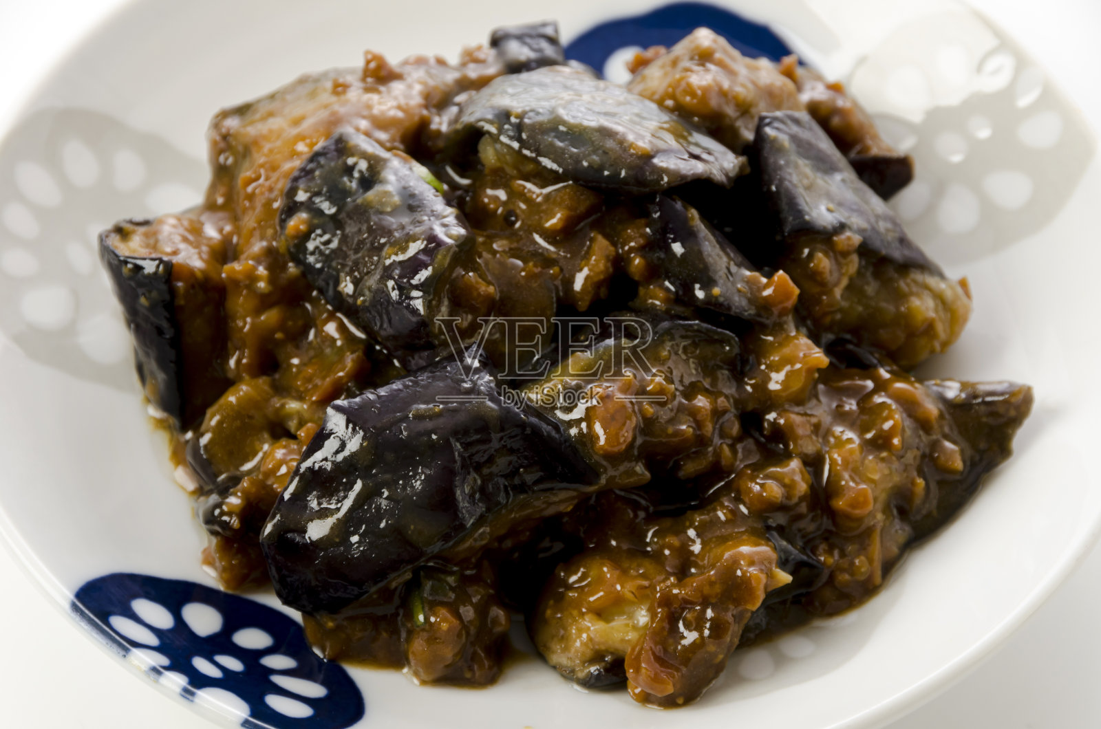 用味噌酱炒茄子和肉末照片摄影图片