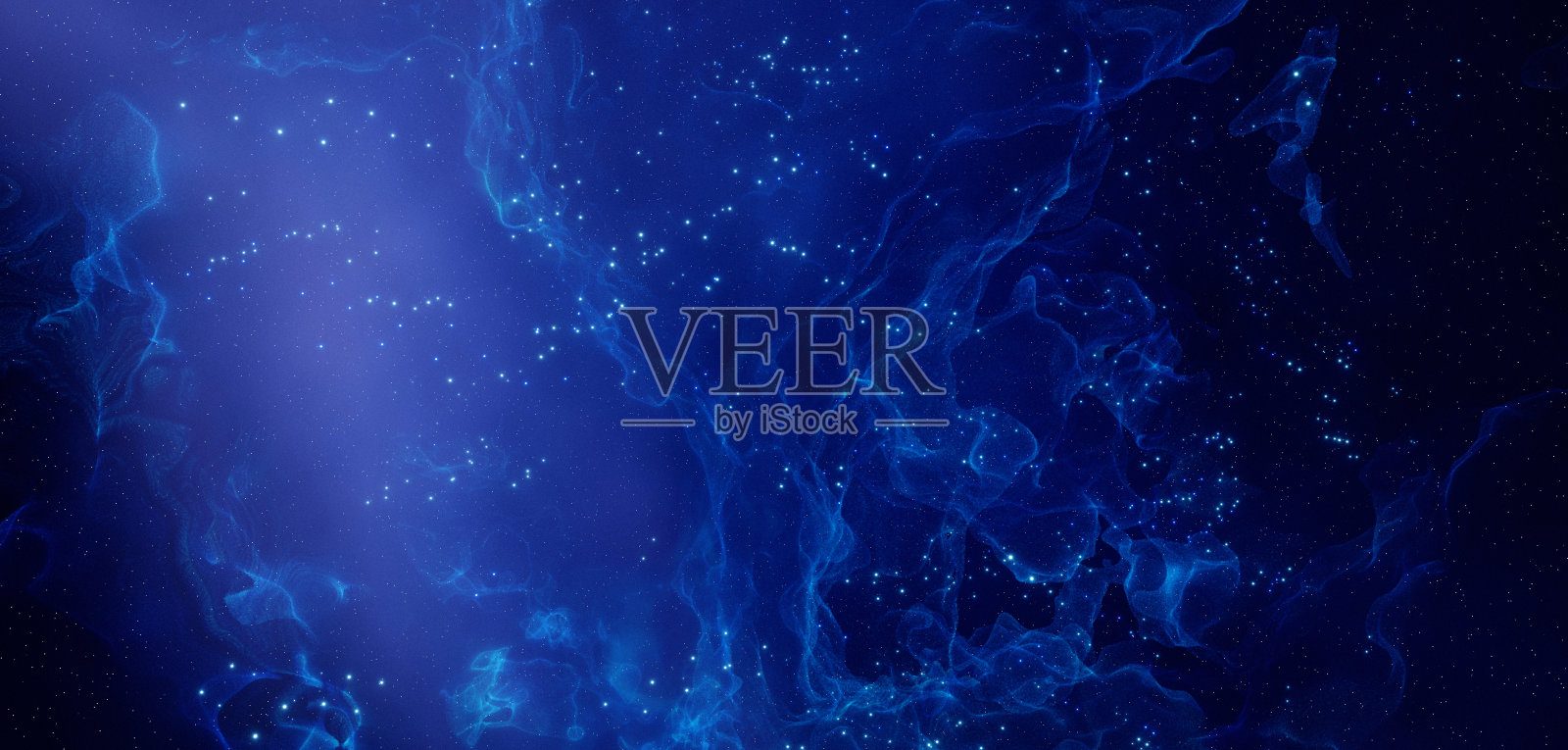 天体深空星云与星星明亮的彩色星场无限空间外太空闪光的暗紫色横幅背景壁纸照片摄影图片