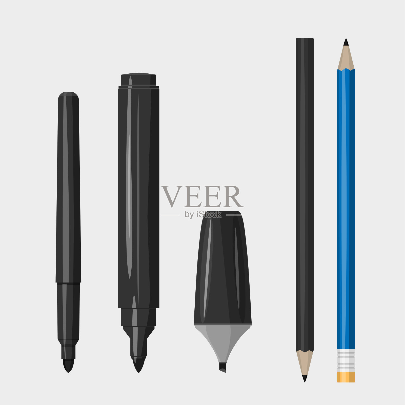 白色背景下的钢笔特写镜头插画图片素材