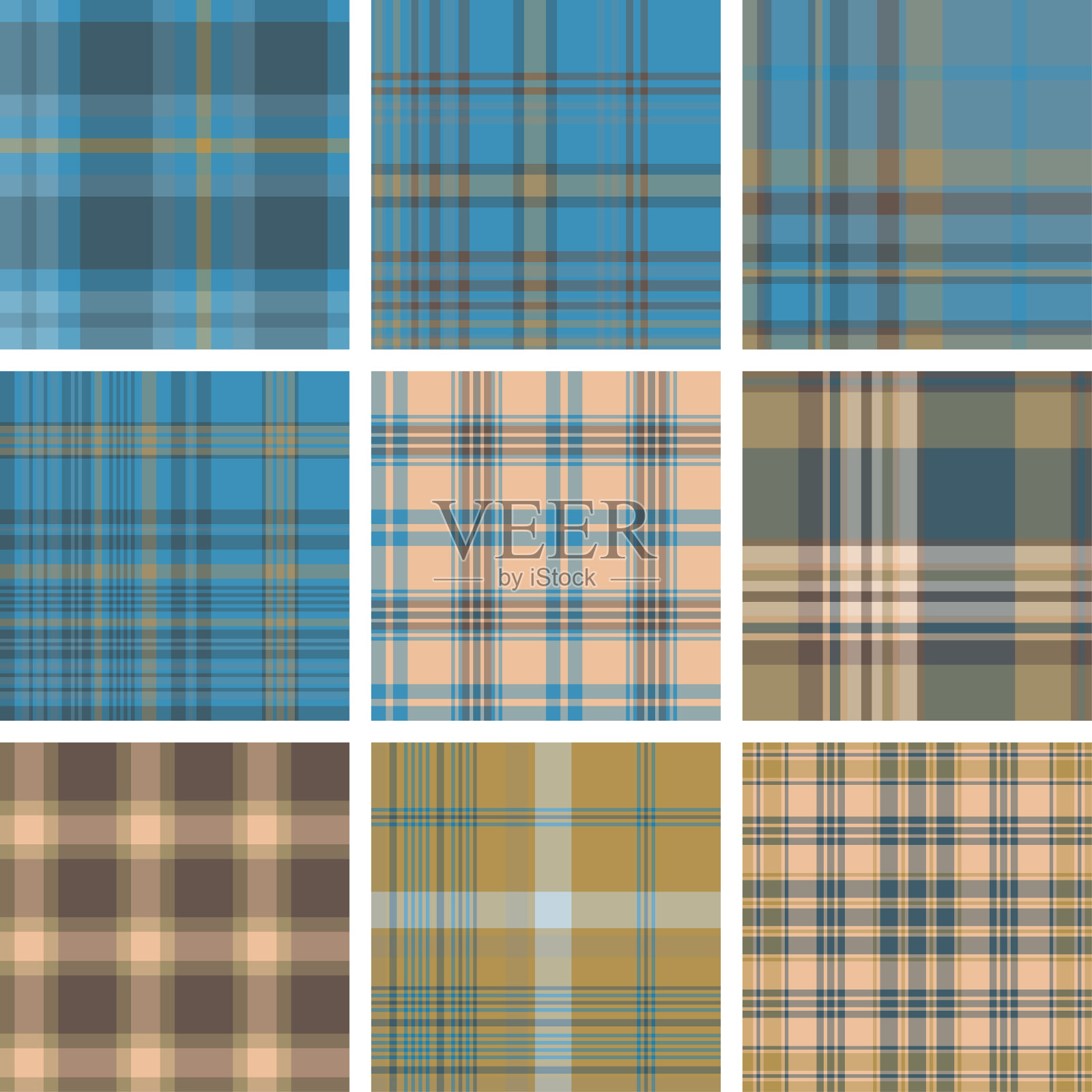 设置向量检查格子的彩色图案。插画图片素材