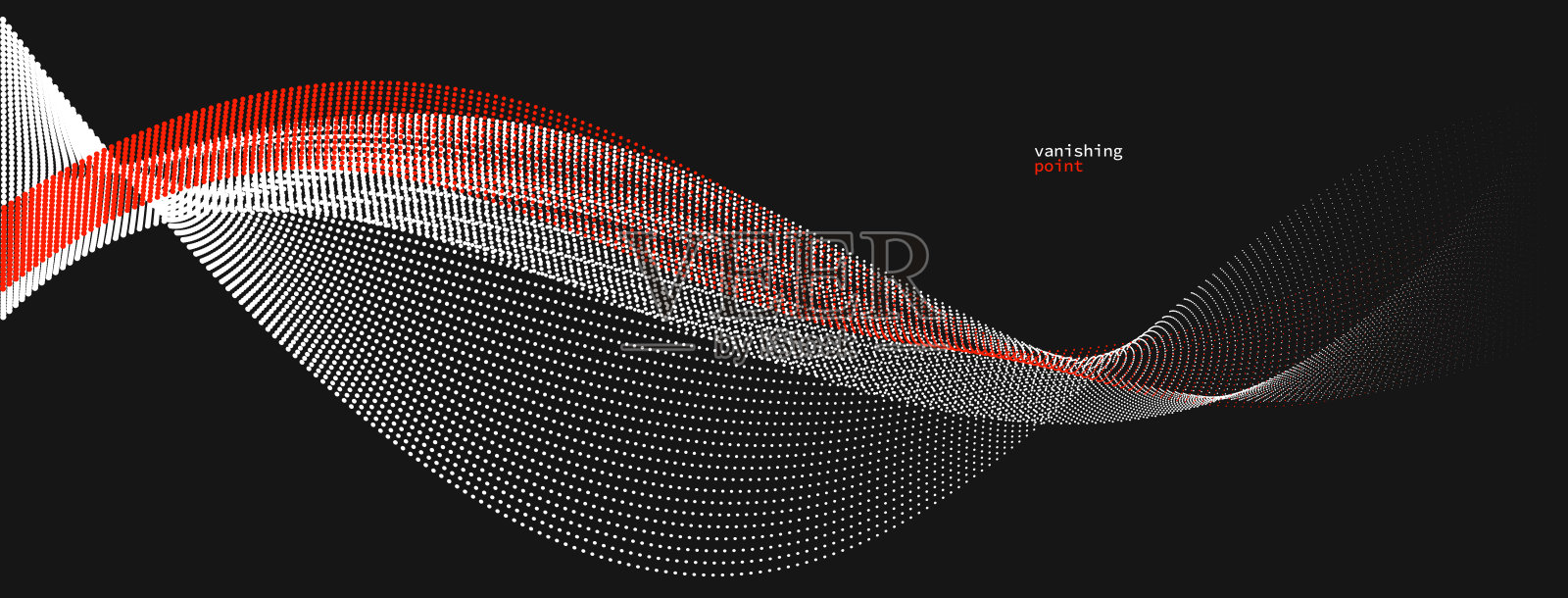 摘要背景矢量图，红色和黑色的点在运动曲线线，粒子流波孤立，黑白图。插画图片素材