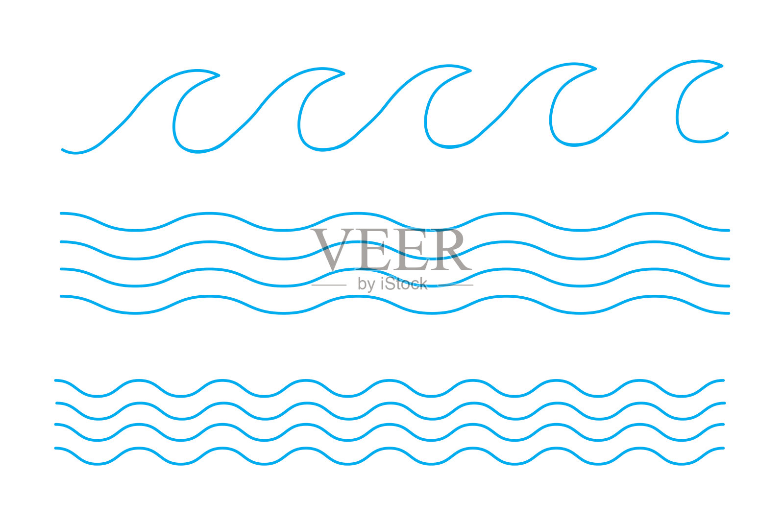 无缝的蓝色波浪图案。插画图片素材