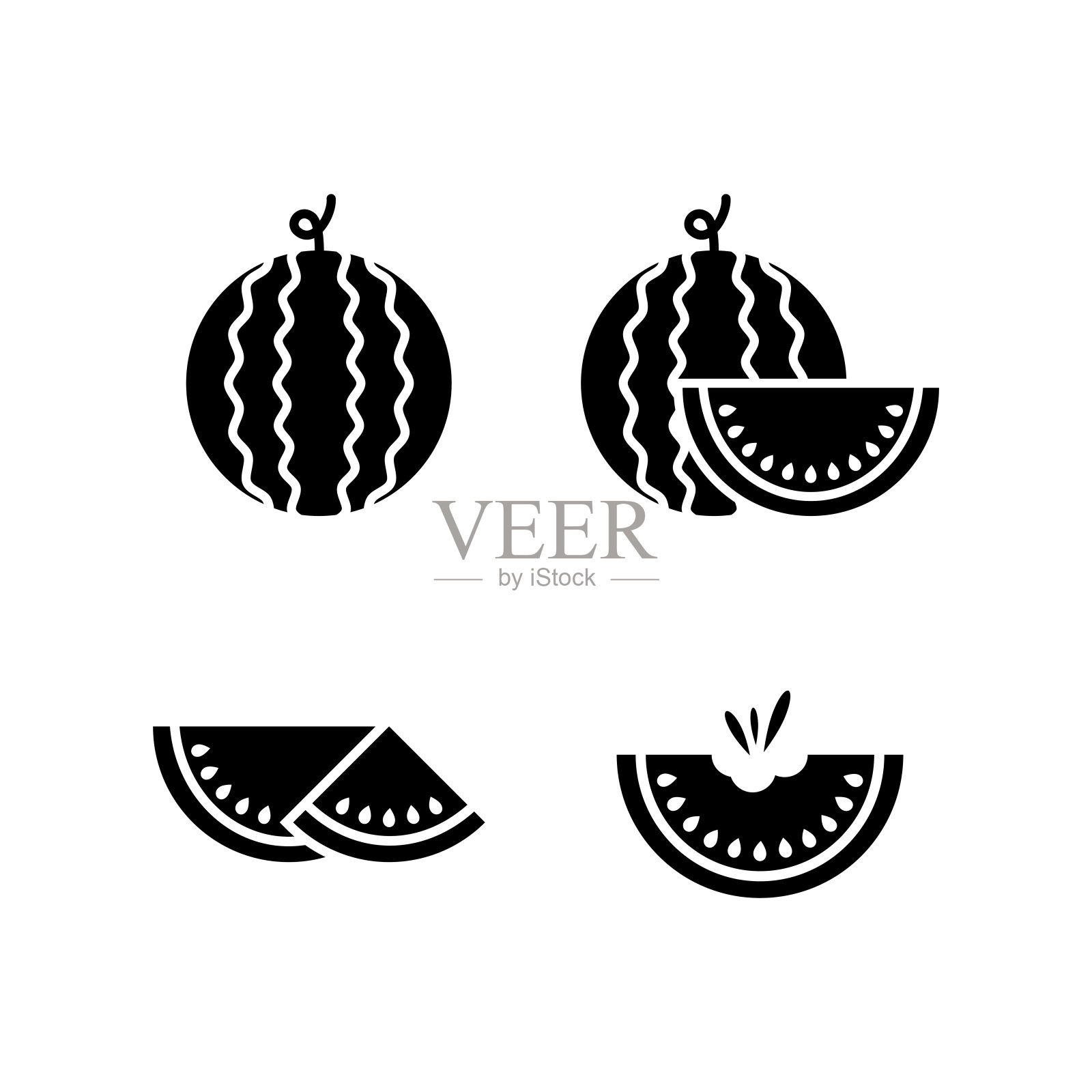 西瓜图标标志设计矢量模板插图插画图片素材