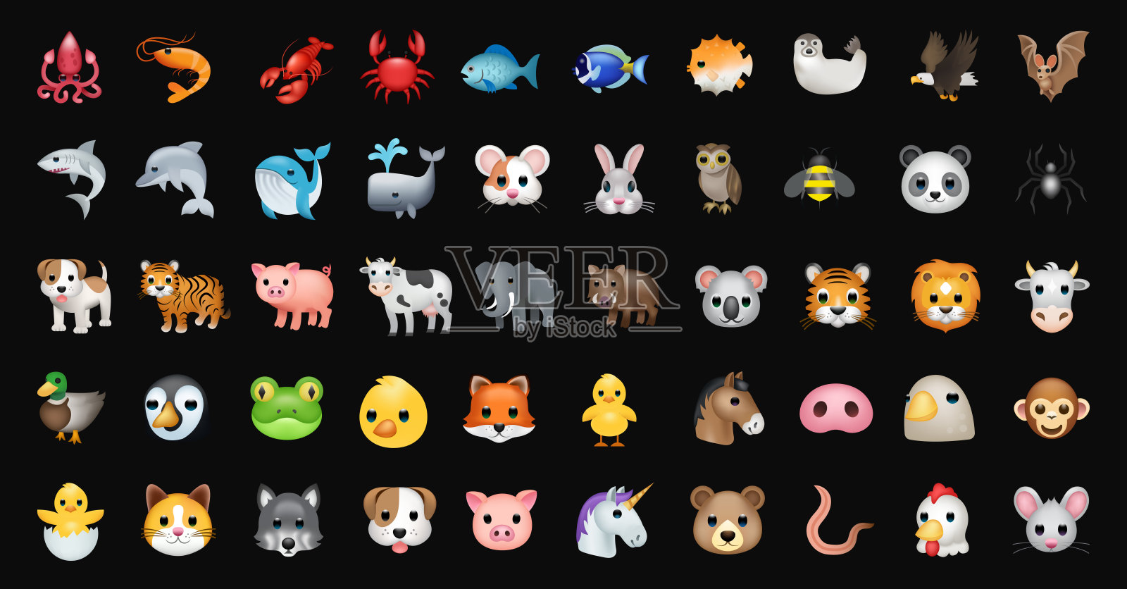 动物矢量表情符号插图集图标素材