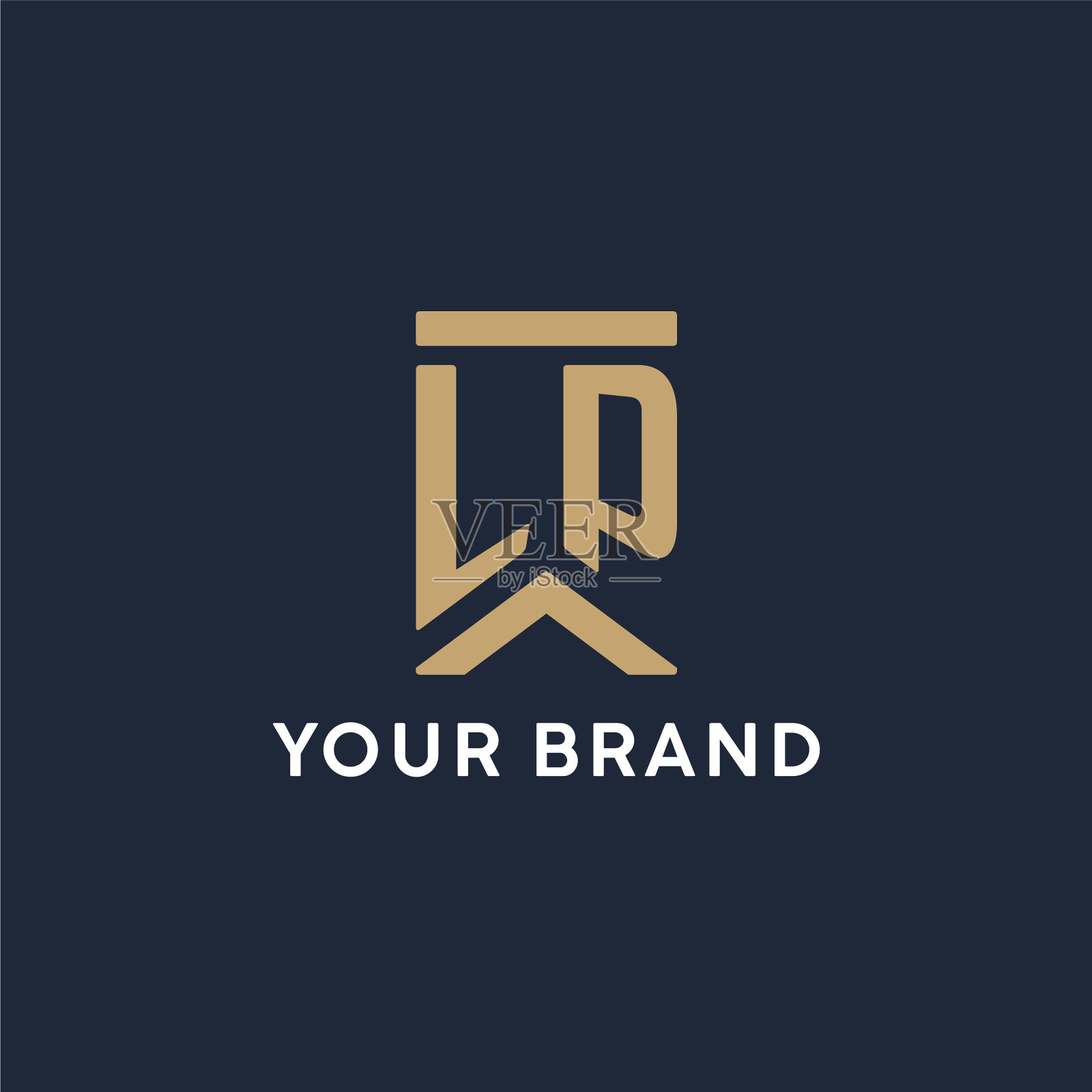 Lp最初的字母组合标志设计在一个矩形插画图片素材