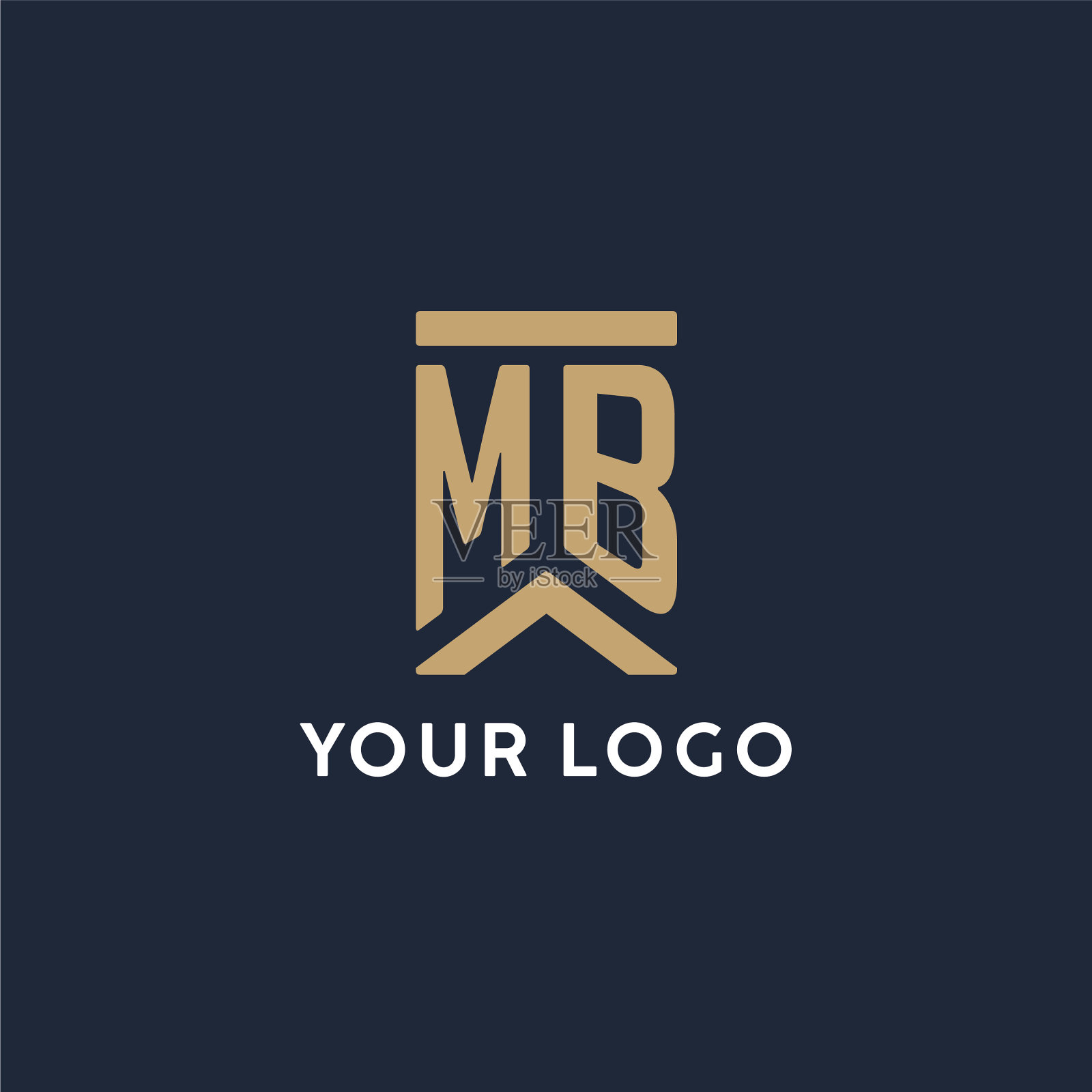 MB首字母组合标志设计在一个矩形中插画图片素材