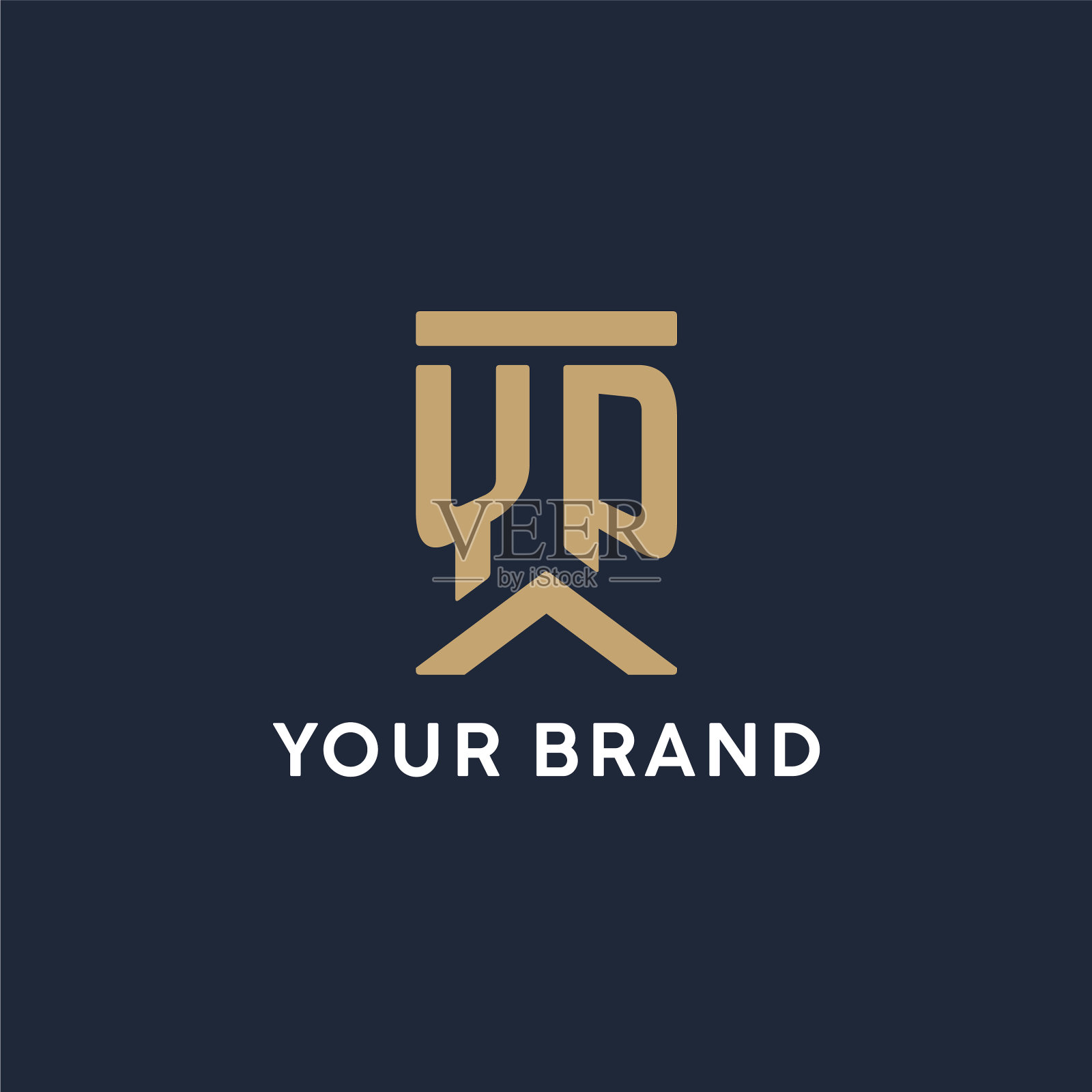 Yp最初的字母组合标志设计在一个长方形中插画图片素材