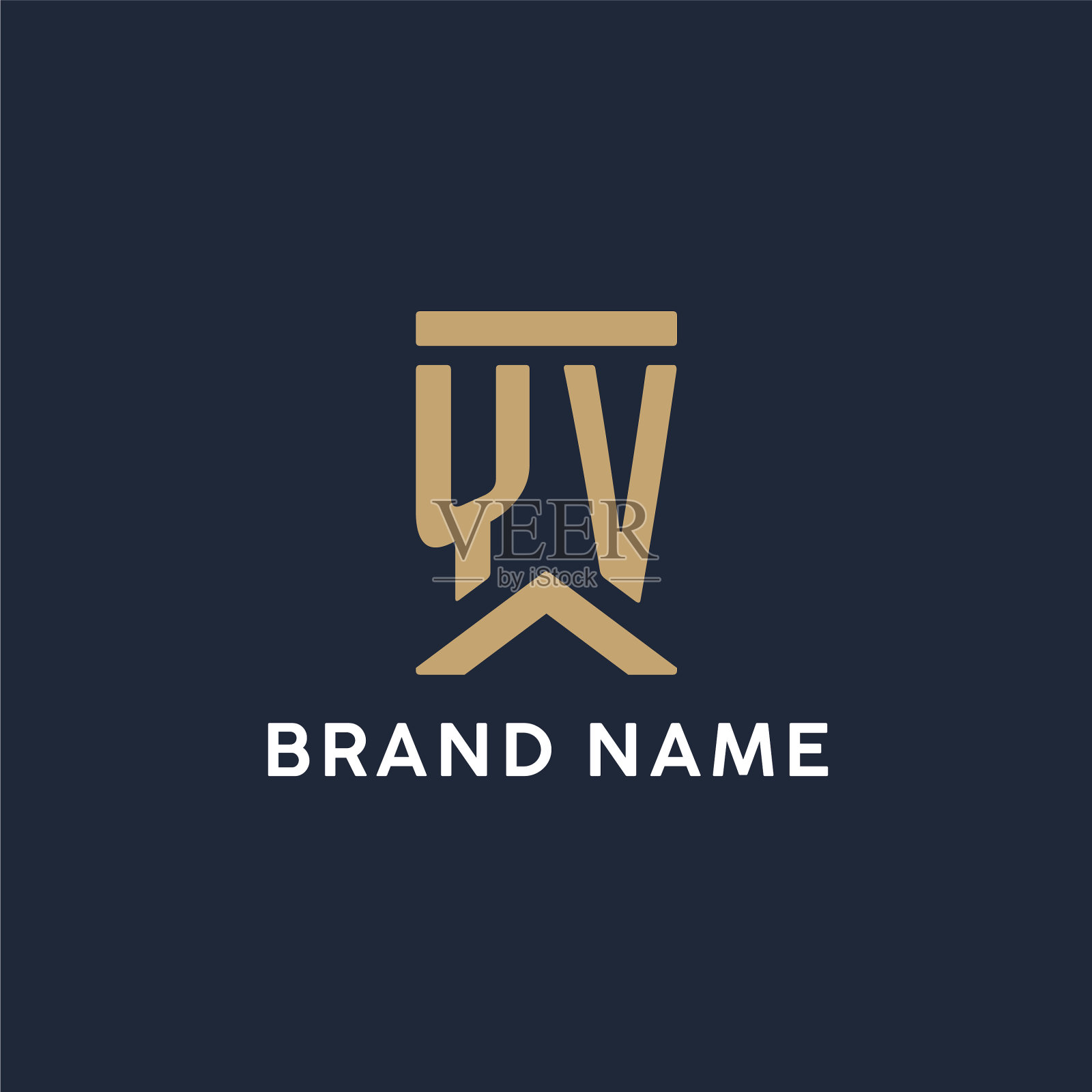 Yv最初的字母组合标志设计在一个矩形中插画图片素材