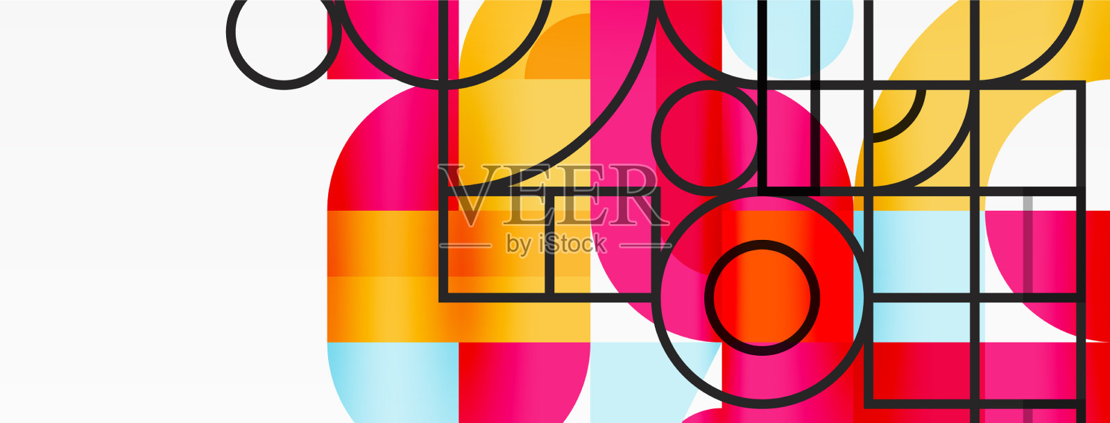 最小几何抽象背景圈插画图片素材