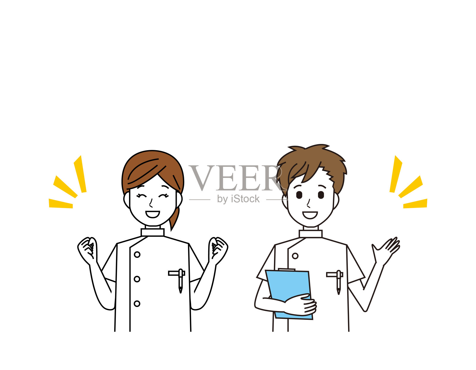 男护士和女护士。卫生保健工作者。矢量插图。插画图片素材