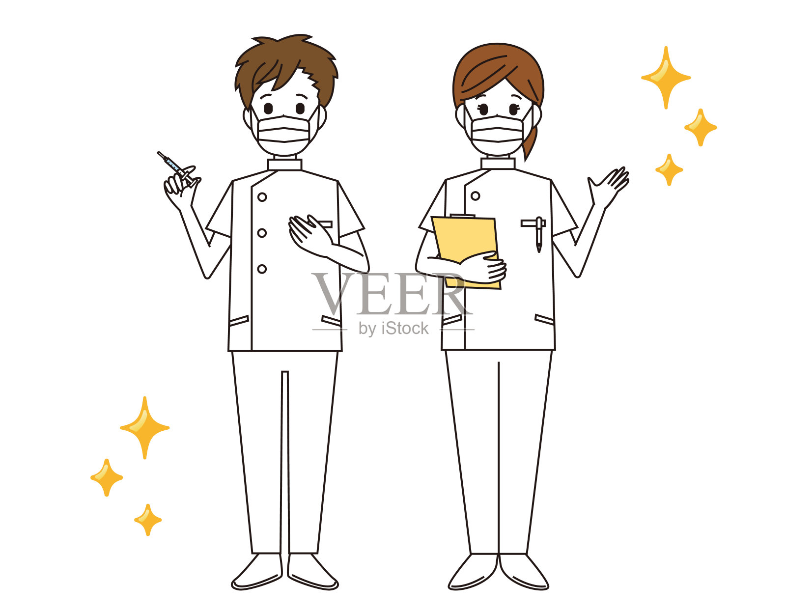 男护士和女护士。卫生保健工作者。矢量插图。插画图片素材