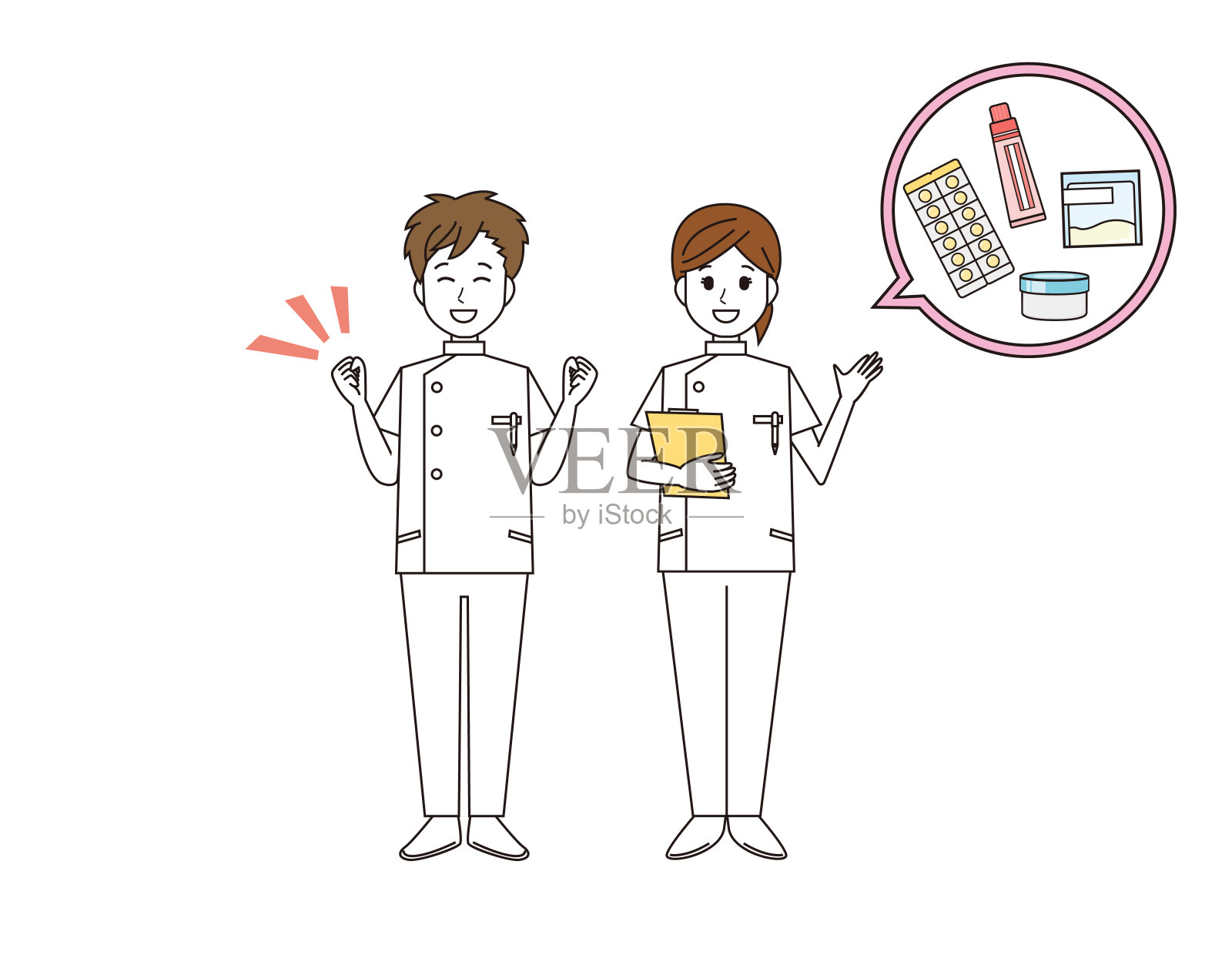 男护士和女护士。卫生保健工作者。矢量插图。插画图片素材