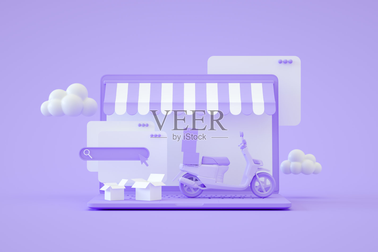 网上购物、快递、滑板车、摩托车、供应链、笔记本电脑、运输、电子商务照片摄影图片